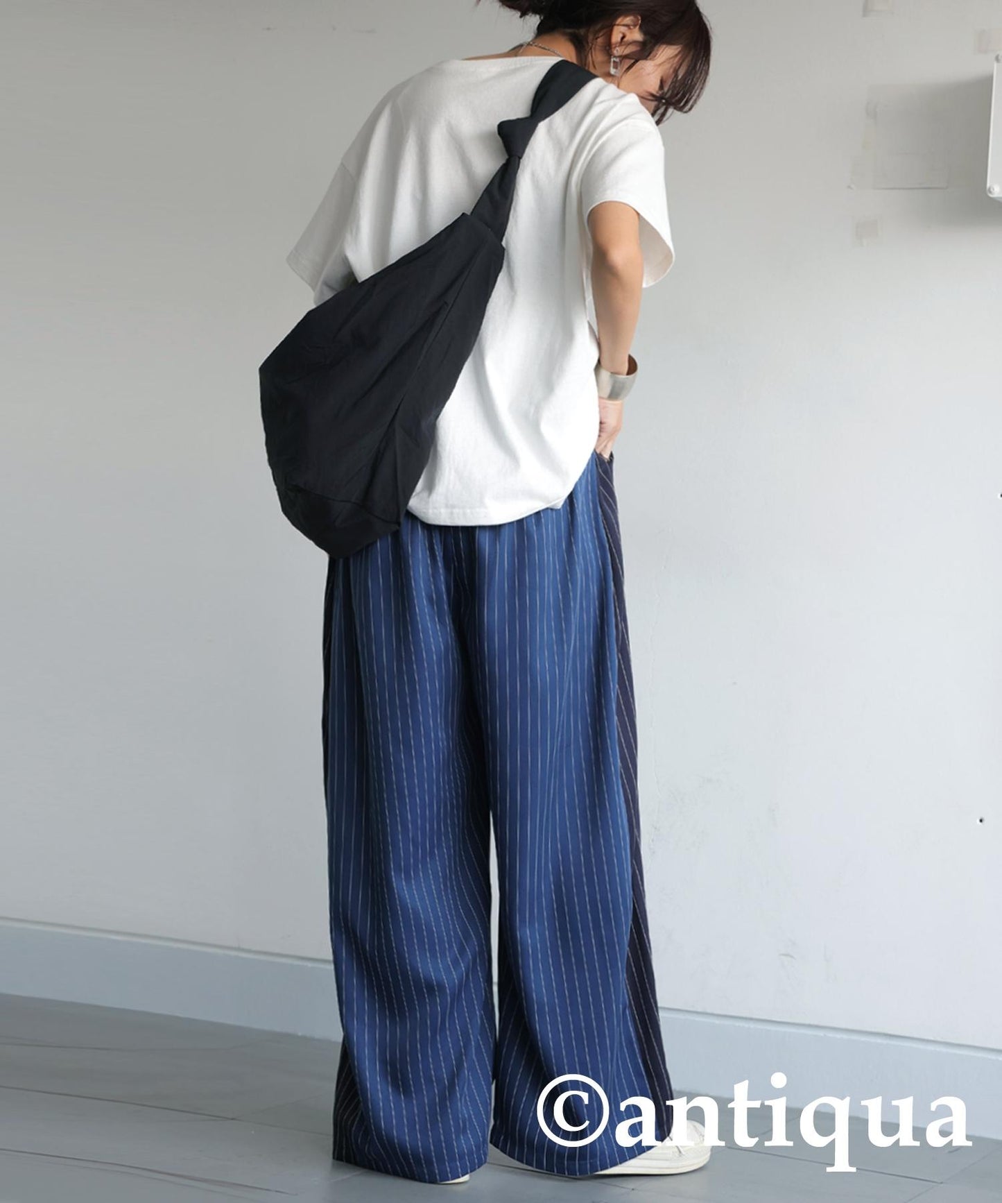 Ladies Striped Wide Pants
