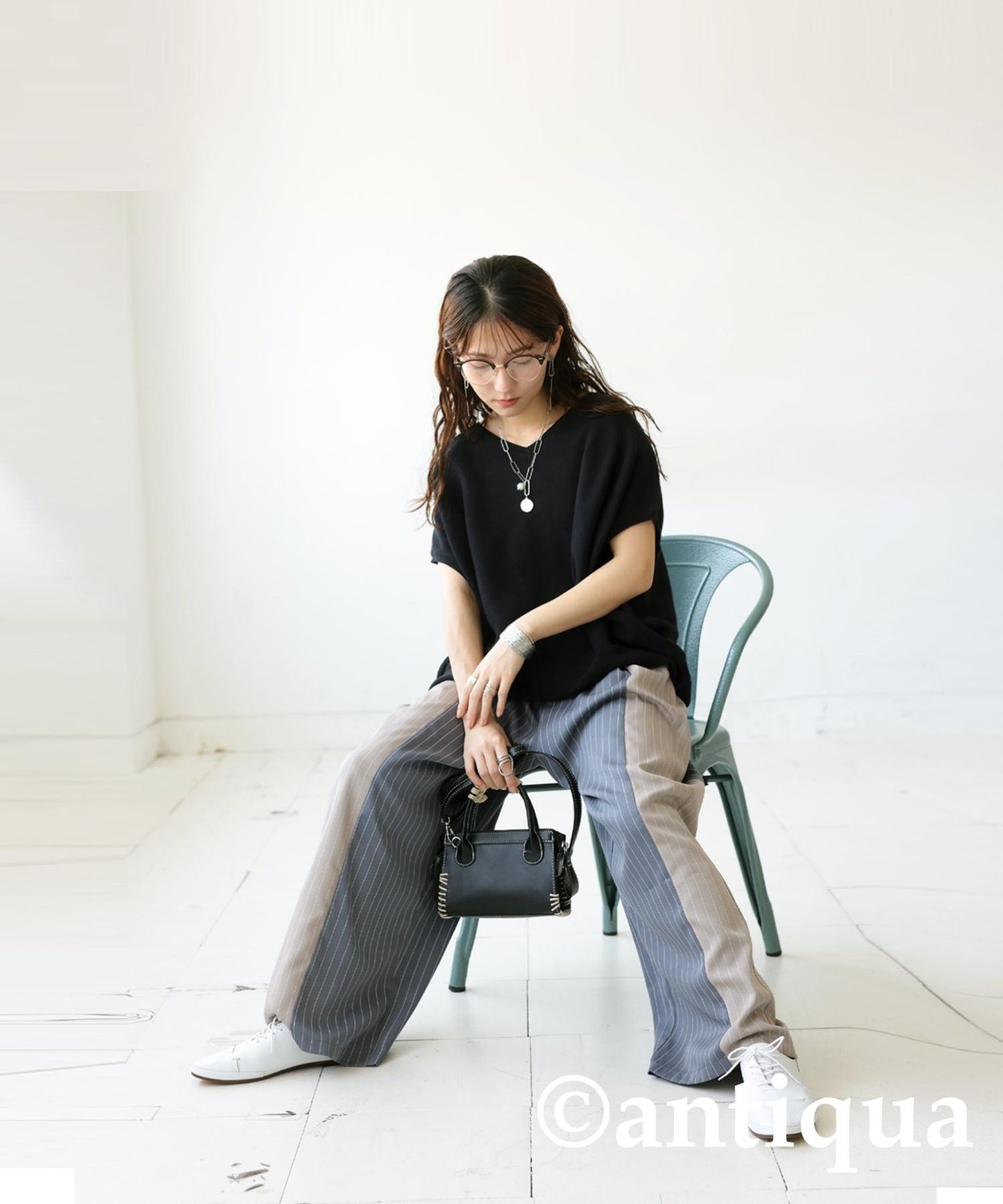 Ladies Striped Wide Pants