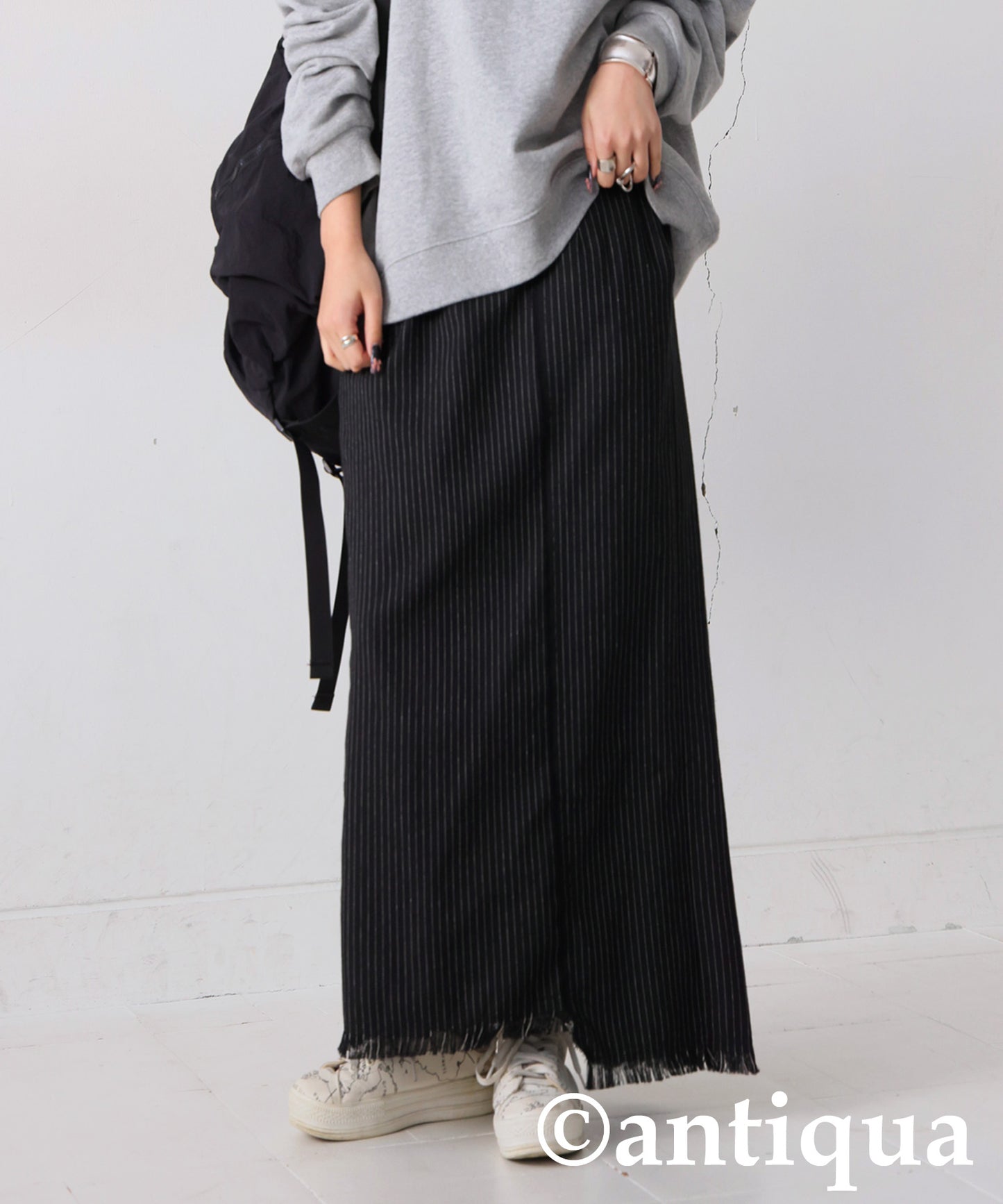 Striped Asymmetrical Long Skirt Ladies