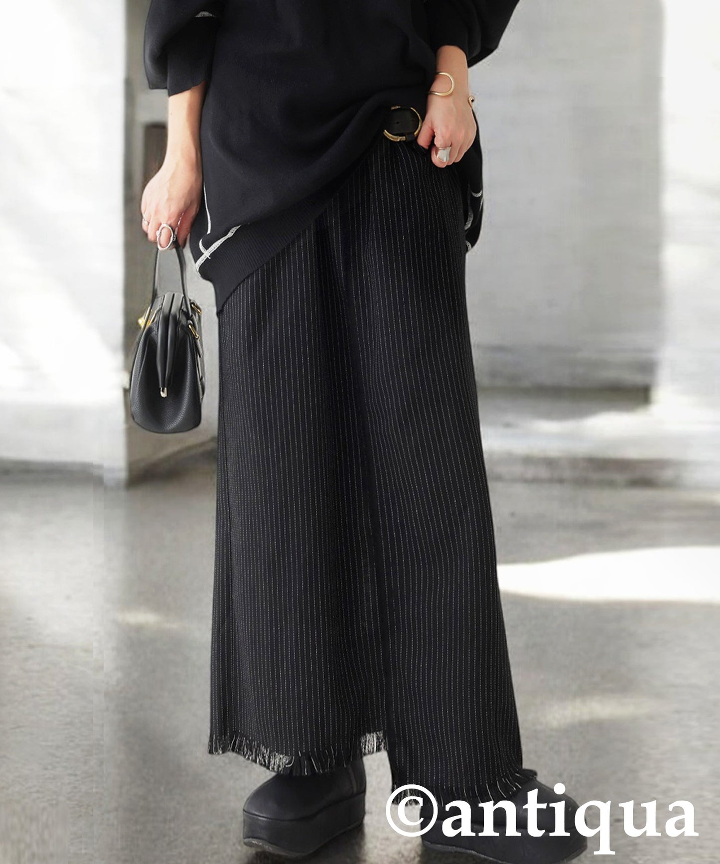 Striped Asymmetrical Long Skirt Ladies