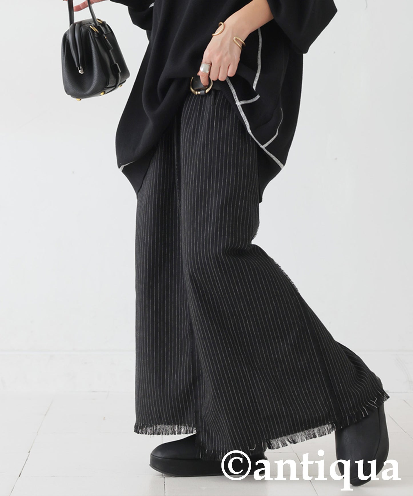 Striped Asymmetrical Long Skirt Ladies