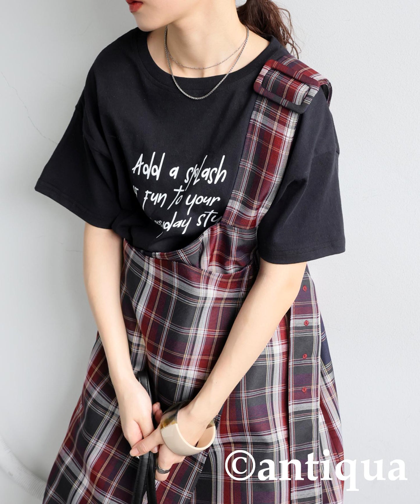 Check Suspender Skirt Ladies