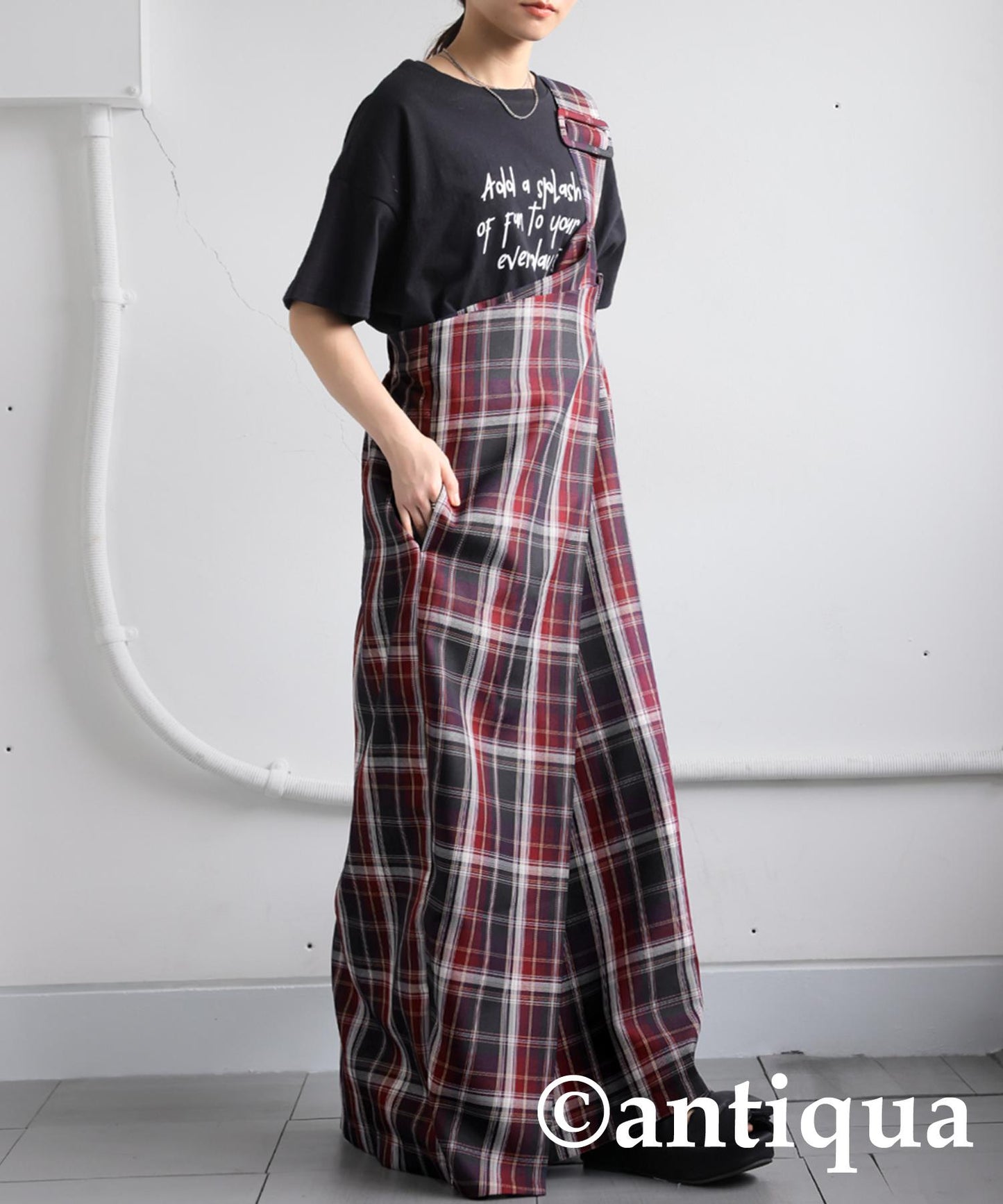 Check Suspender Skirt Ladies