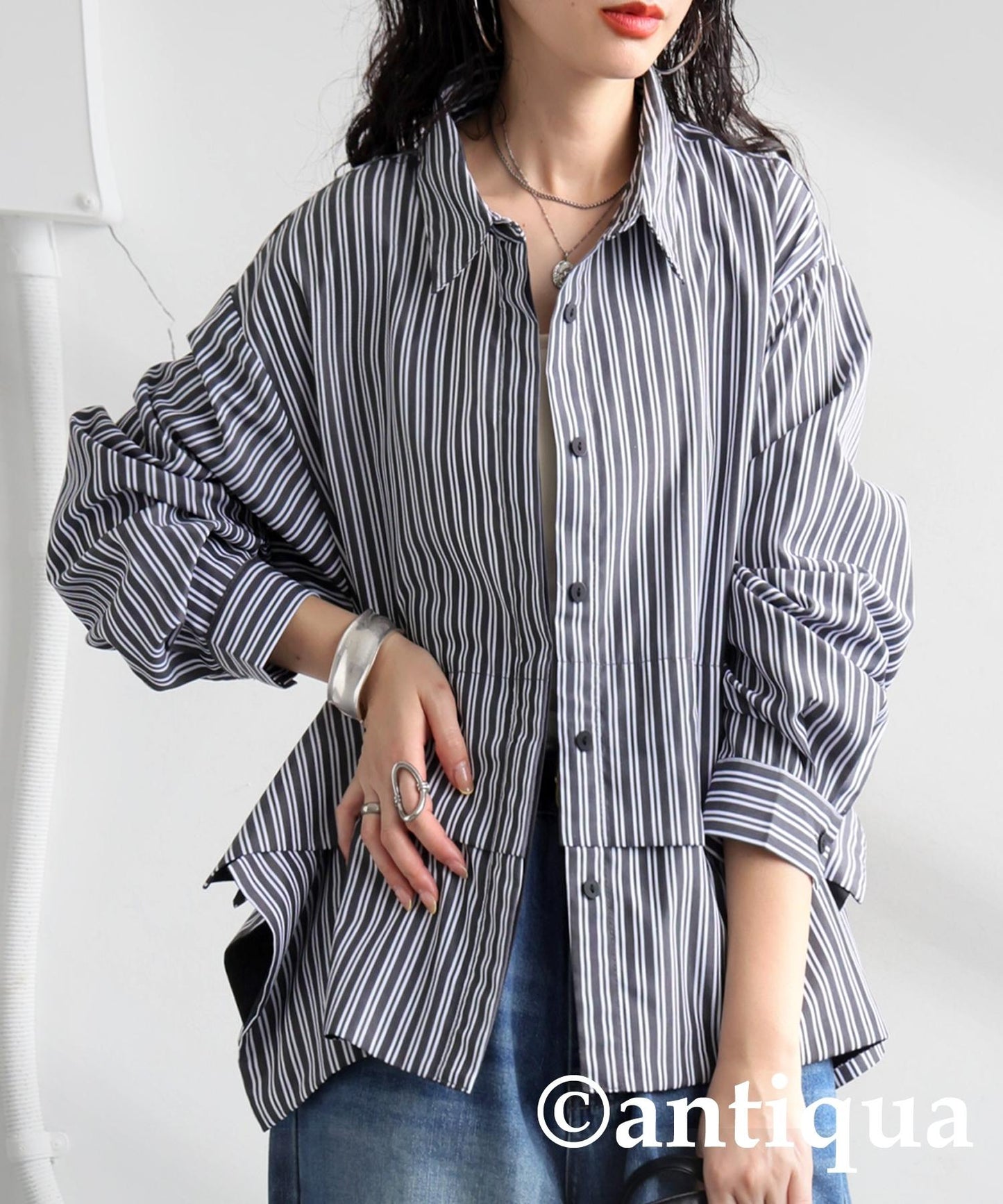 Ladies Layered Shirt With Different Materials