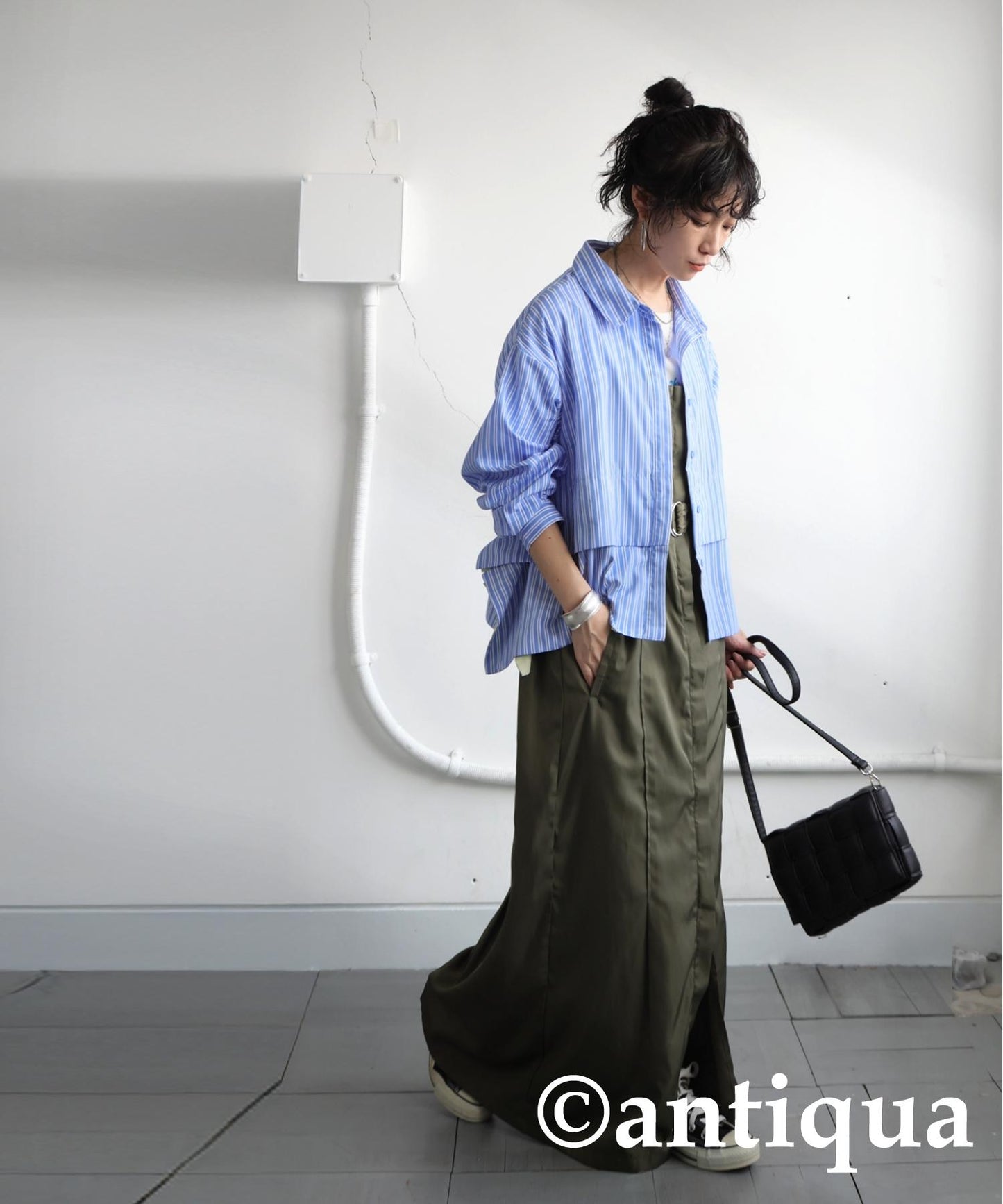 Ladies Layered Shirt With Different Materials