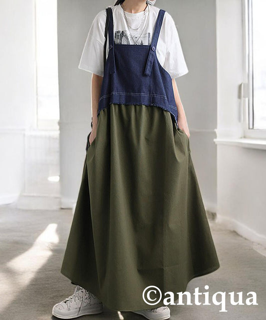 Ladies Denim Switching Overalls