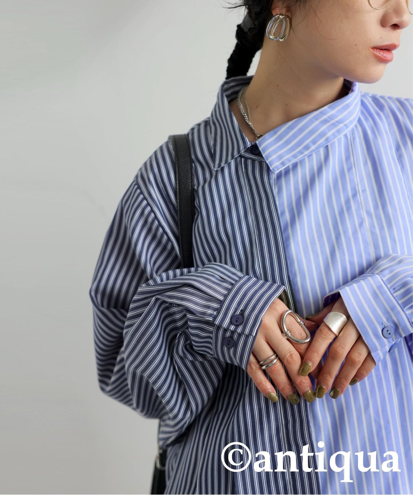 Ladies Asymmetrical Striped Shirt