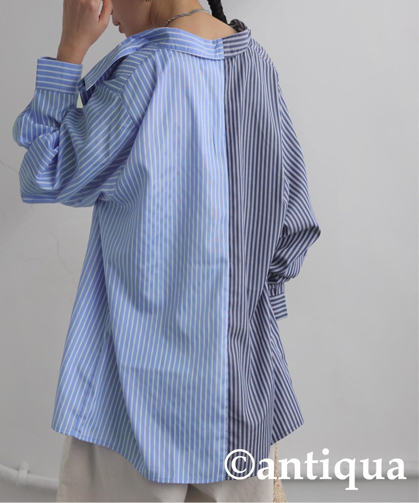 Ladies Asymmetrical Striped Shirt