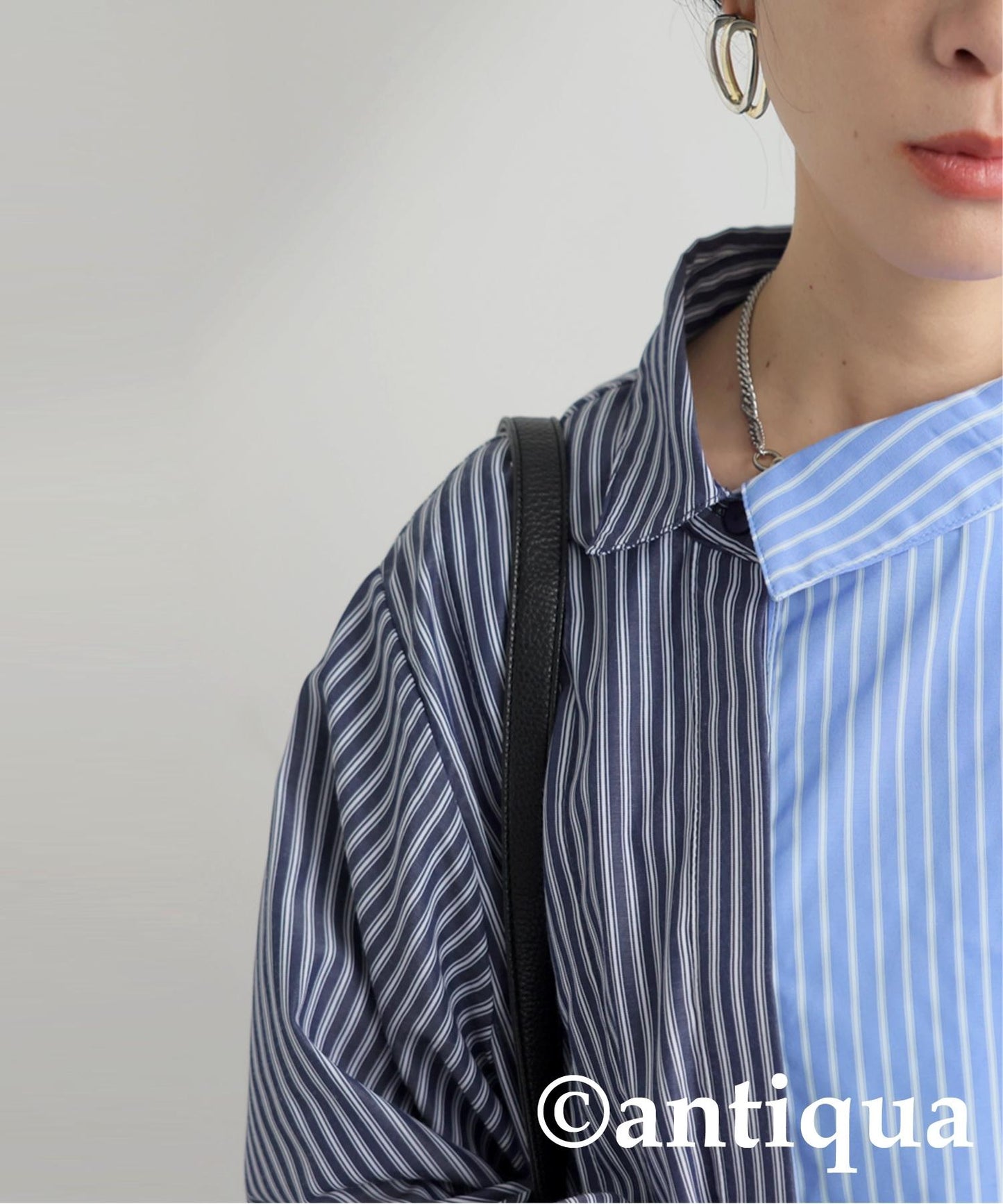 Ladies Asymmetrical Striped Shirt