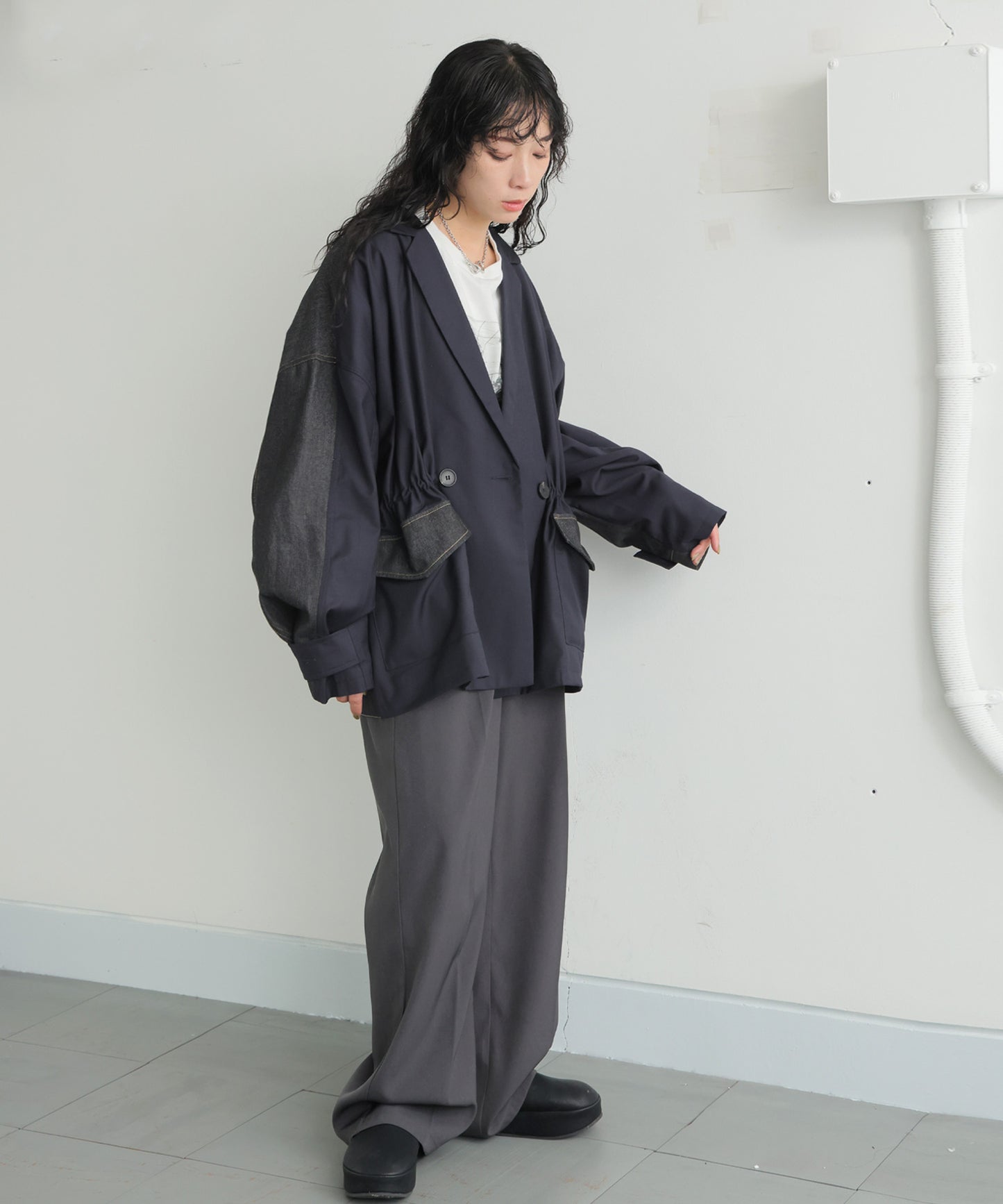 Denim Switching Jacket Ladies