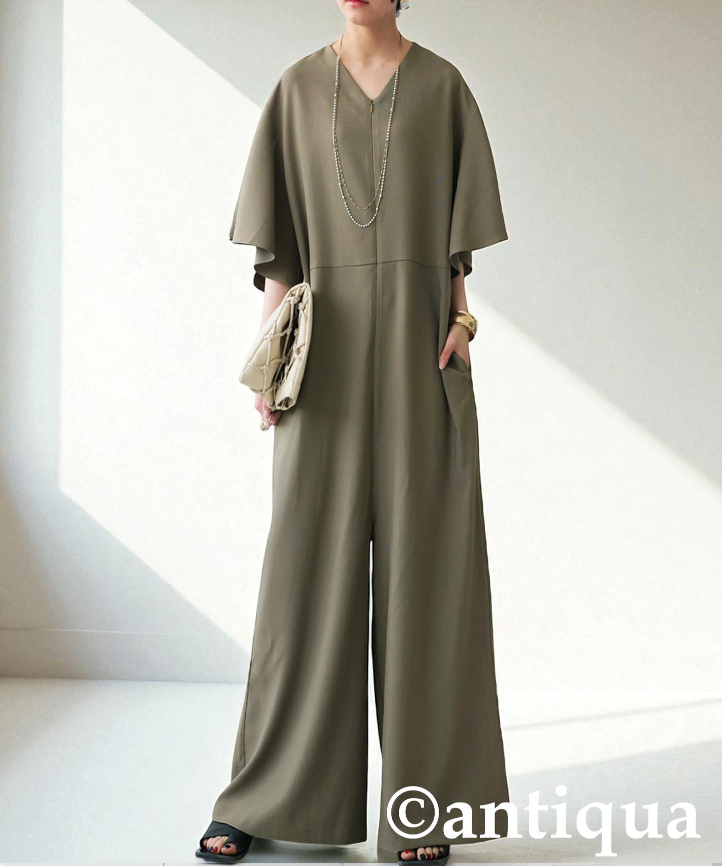 Ladies Wide Frill Sleeve Jumpsuit