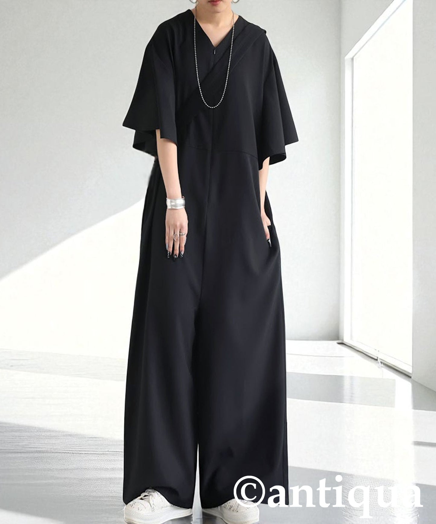 Ladies Wide Frill Sleeve Jumpsuit