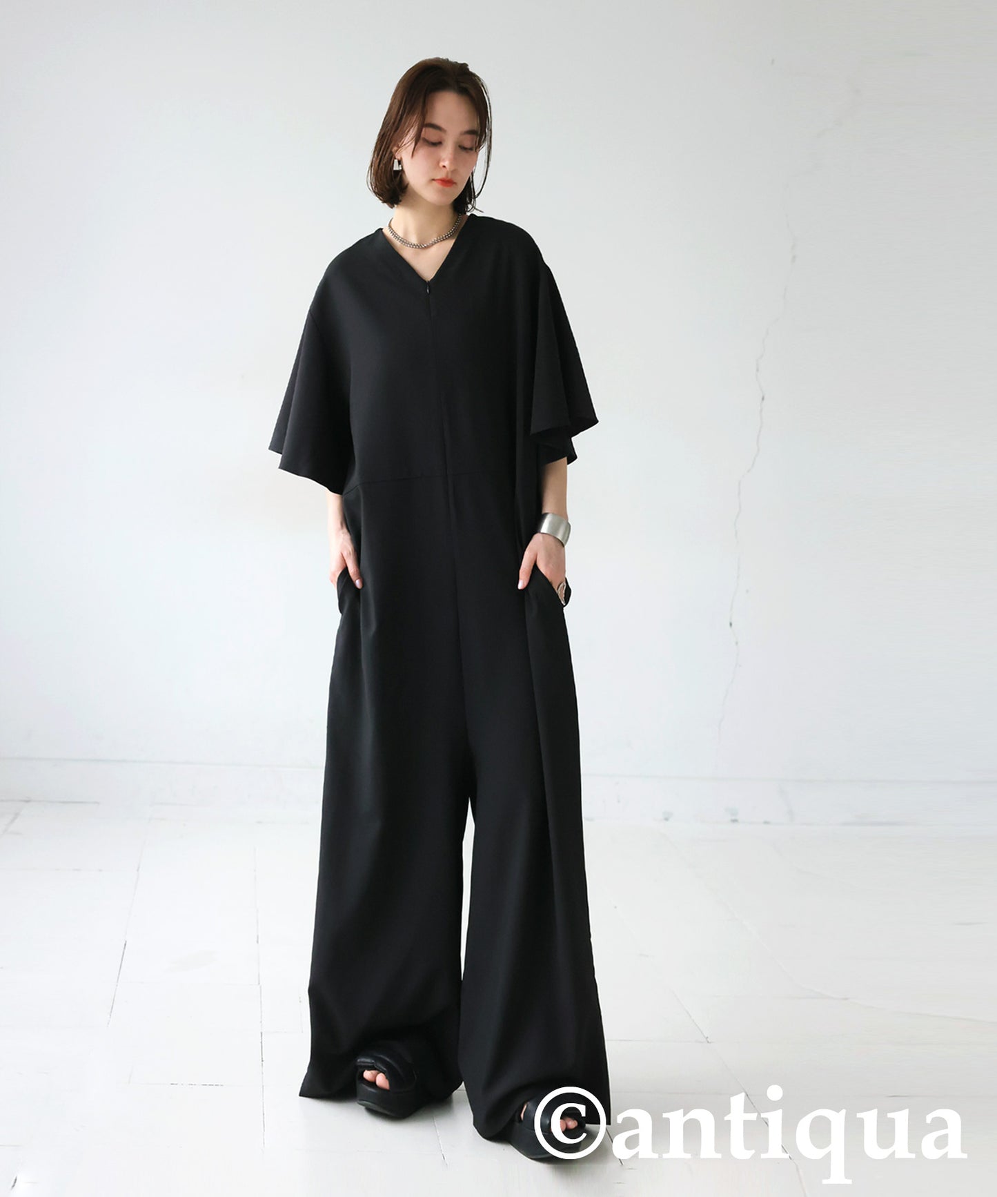 Ladies Wide Frill Sleeve Jumpsuit
