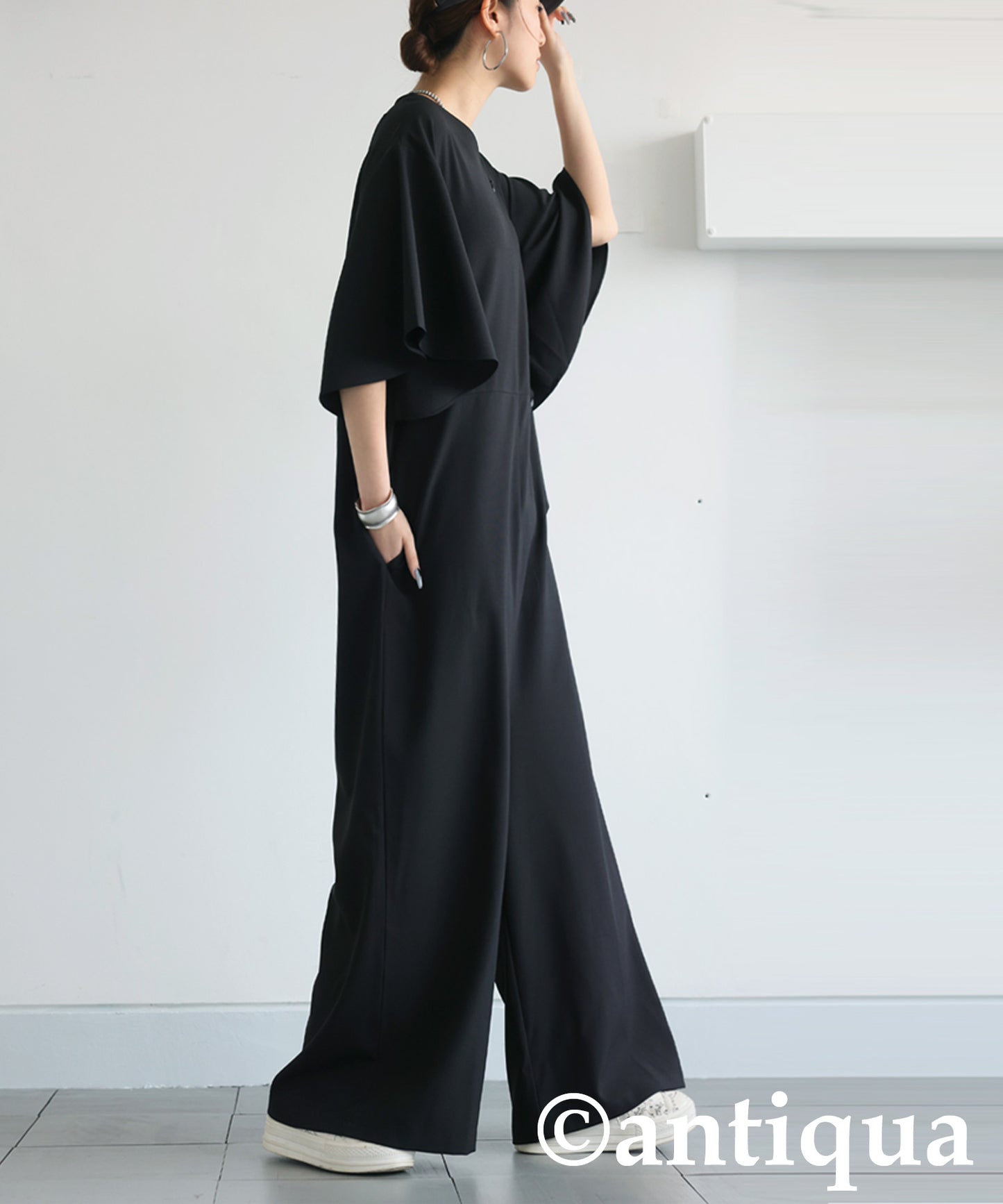 Ladies Wide Frill Sleeve Jumpsuit