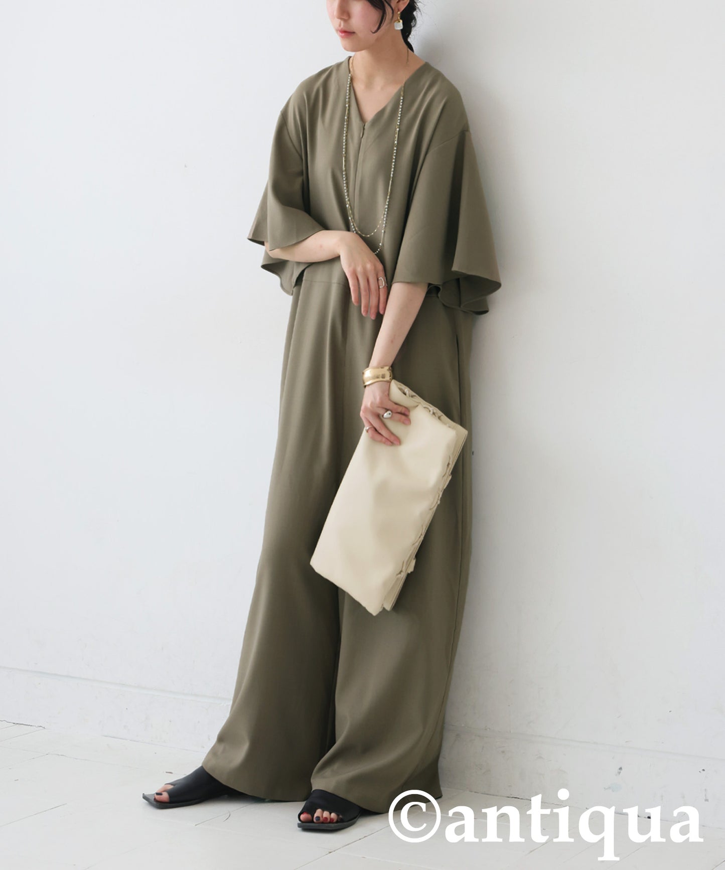 Ladies Wide Frill Sleeve Jumpsuit