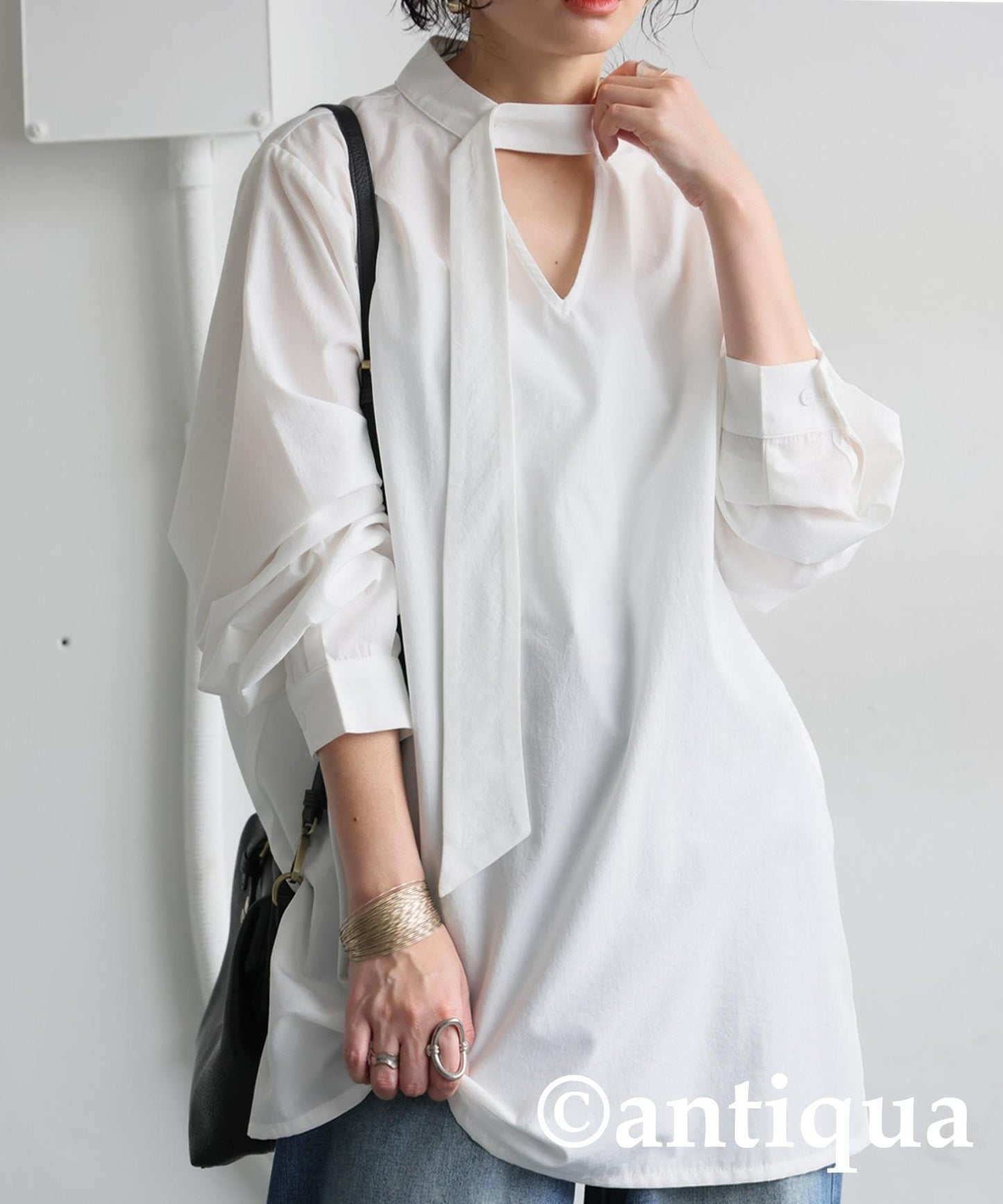 Ladies Tie Layered Shirt