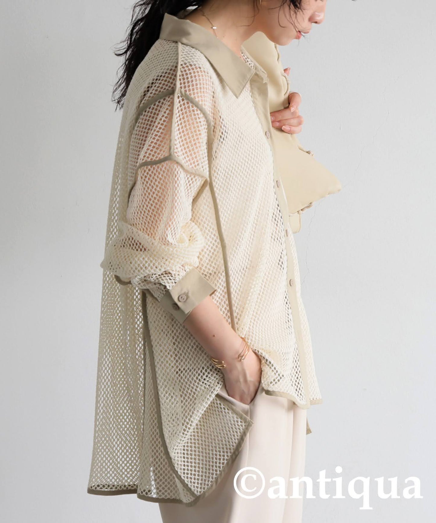 Ladies Mesh Switching Shirt