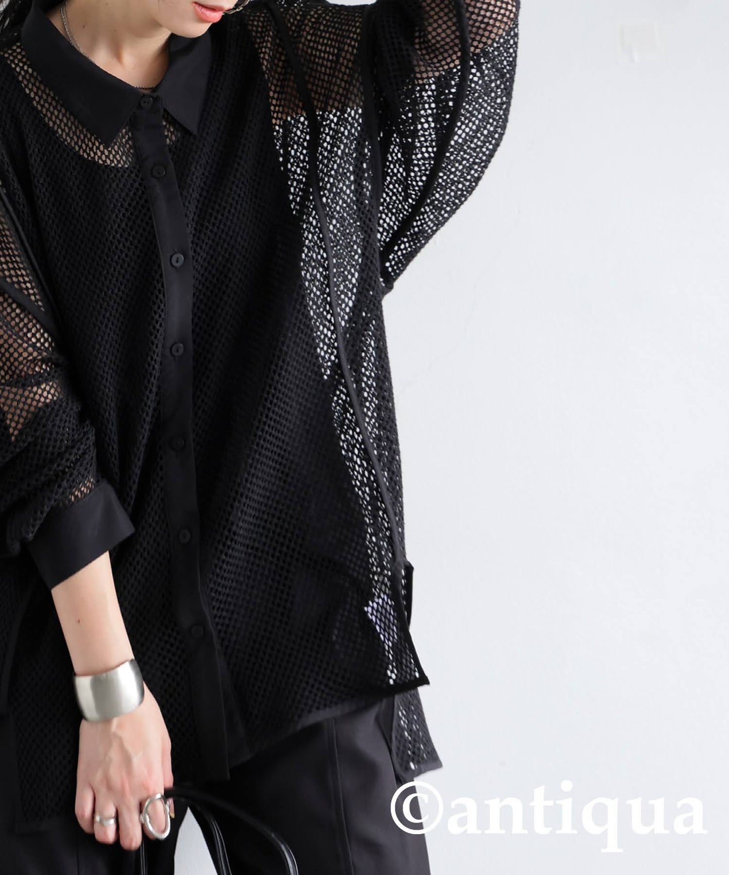 Ladies Mesh Switching Shirt