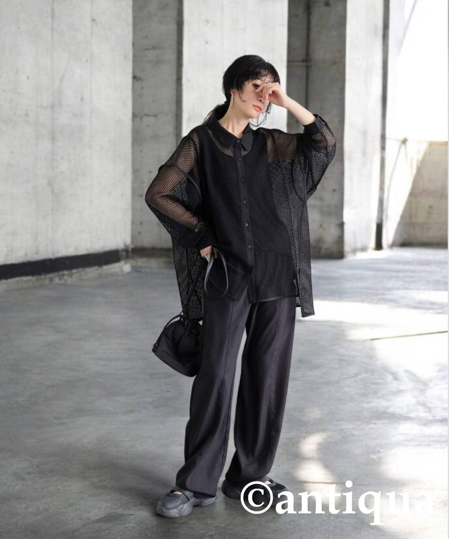 Ladies Mesh Switching Shirt