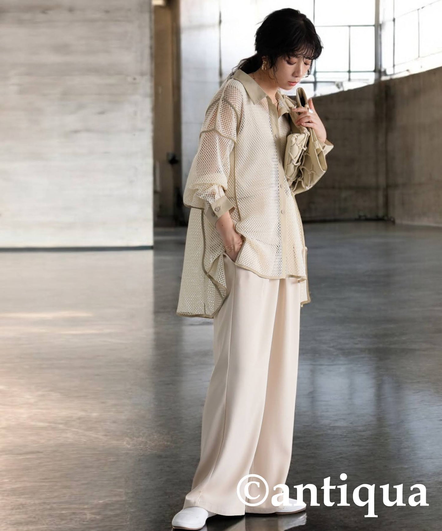 Ladies Mesh Switching Shirt