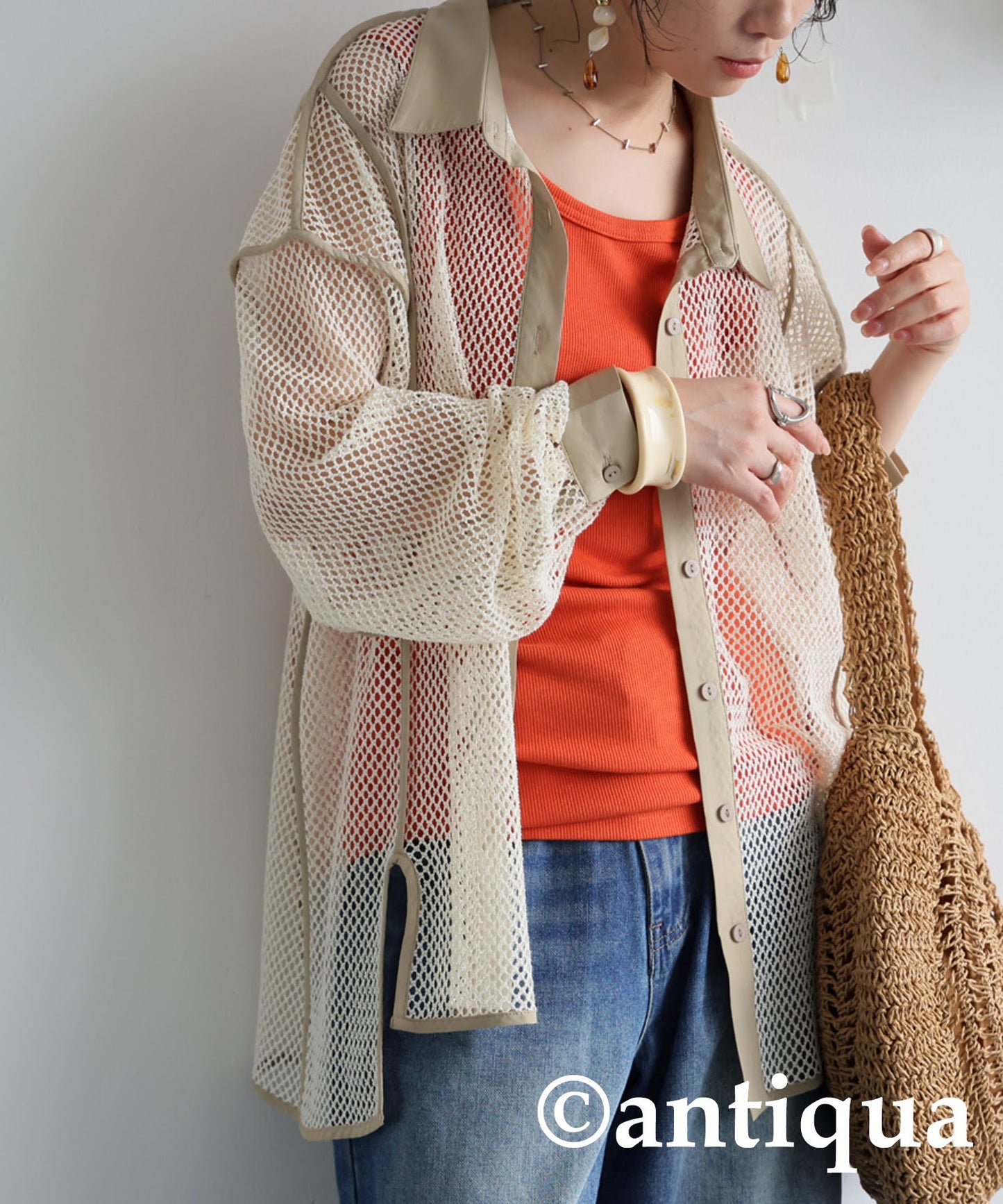 Ladies Mesh Switching Shirt