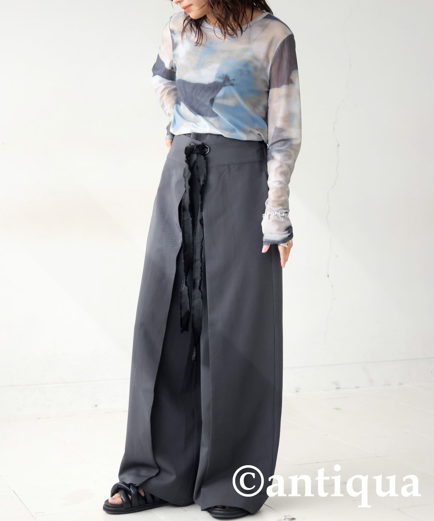 Ladies Layered Wide Pants