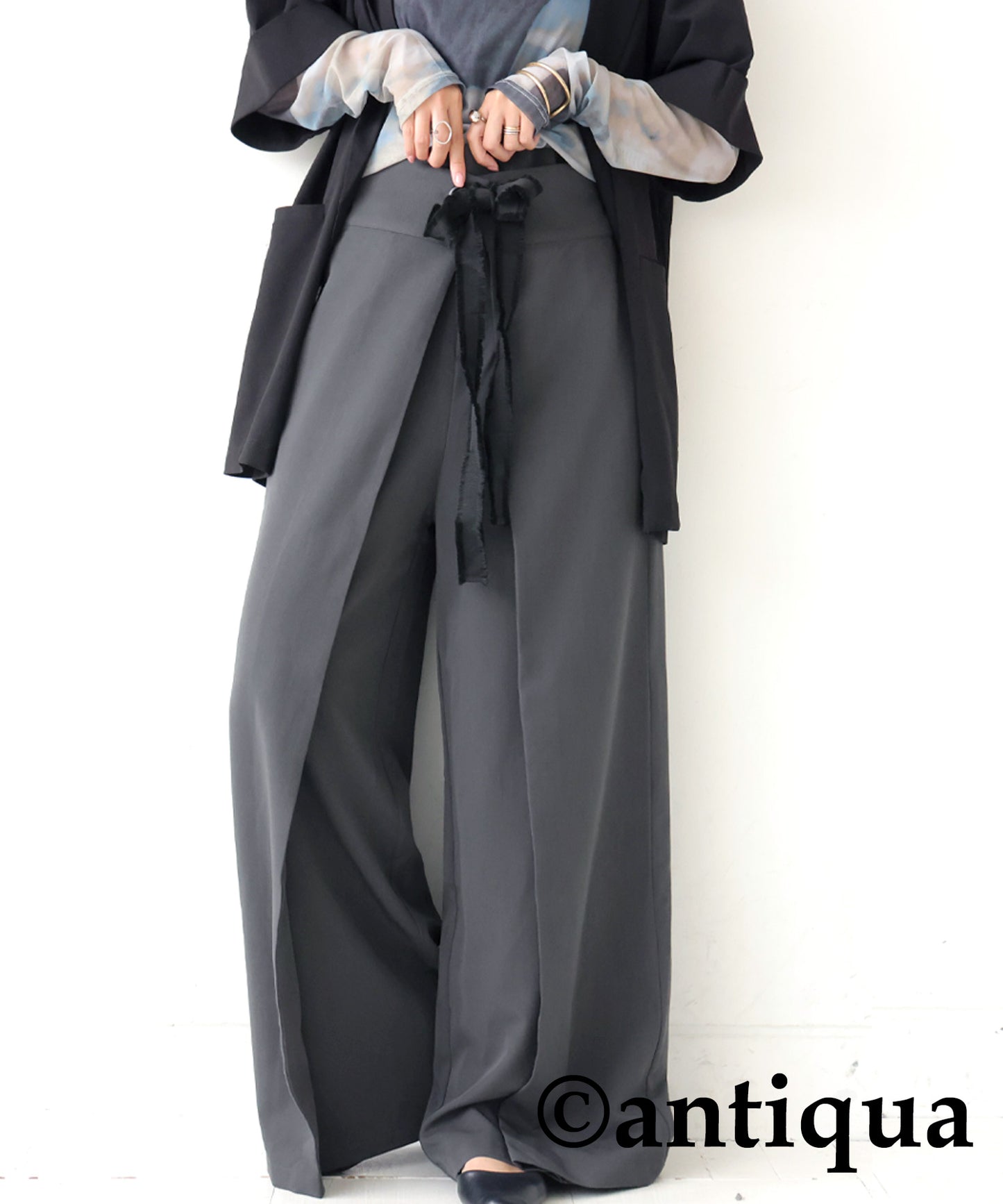 Ladies Layered Wide Pants