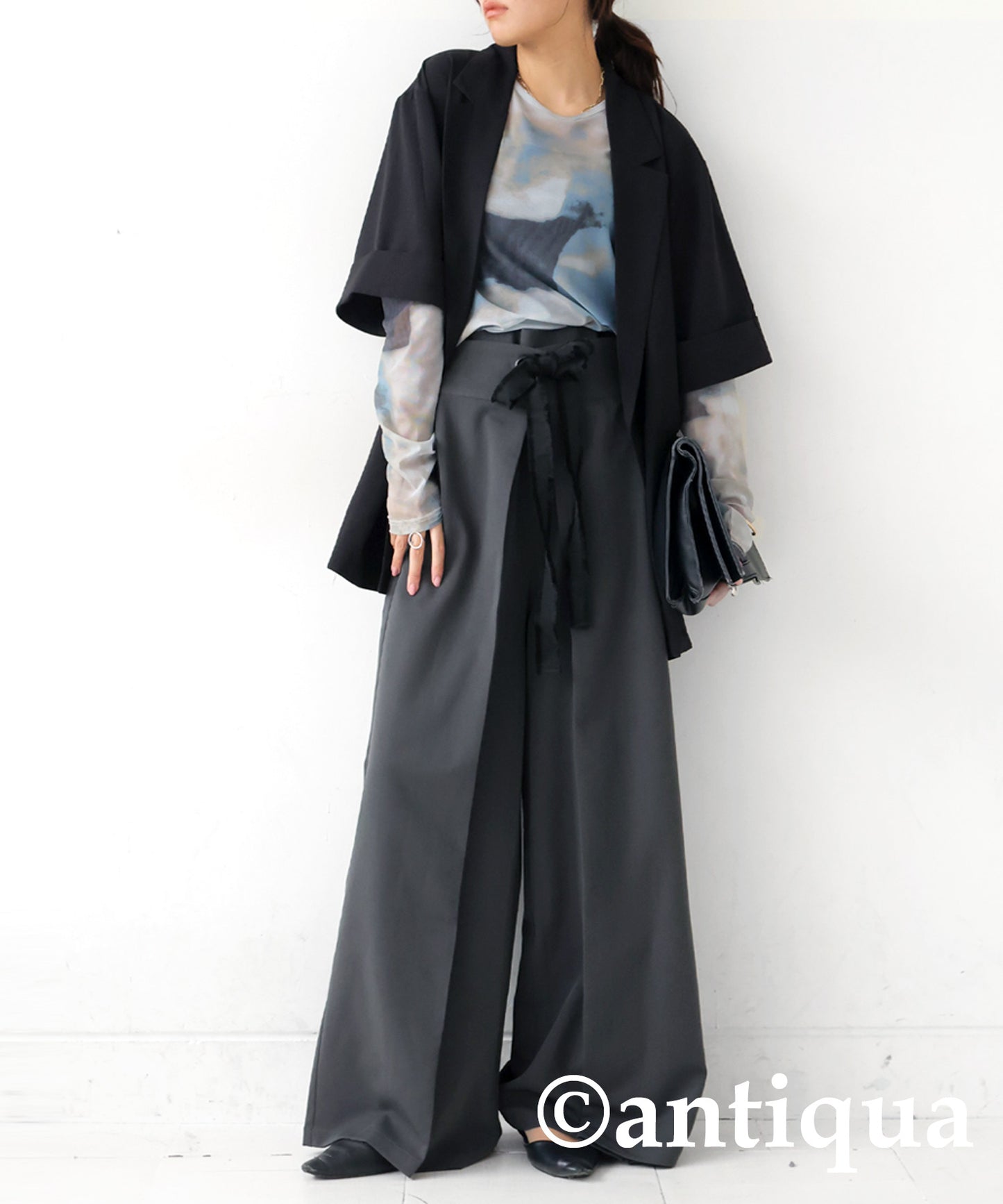 Ladies Layered Wide Pants