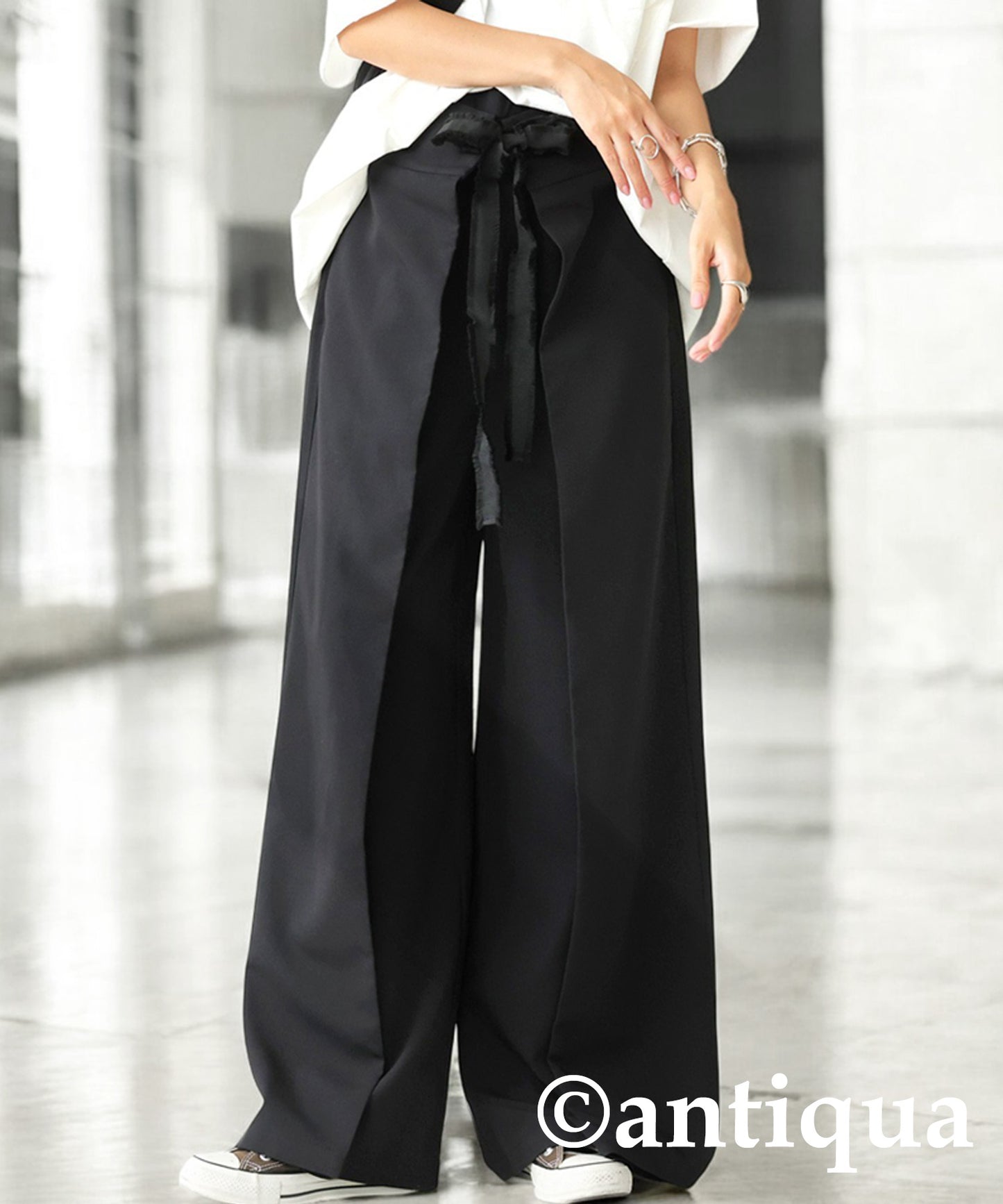 Ladies Layered Wide Pants