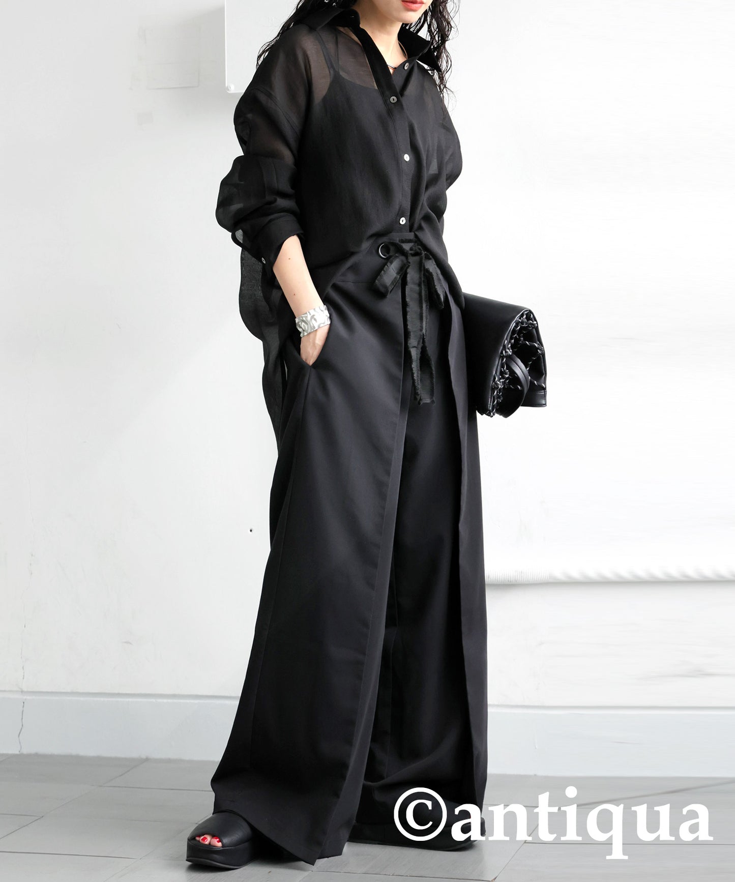 Ladies Layered Wide Pants