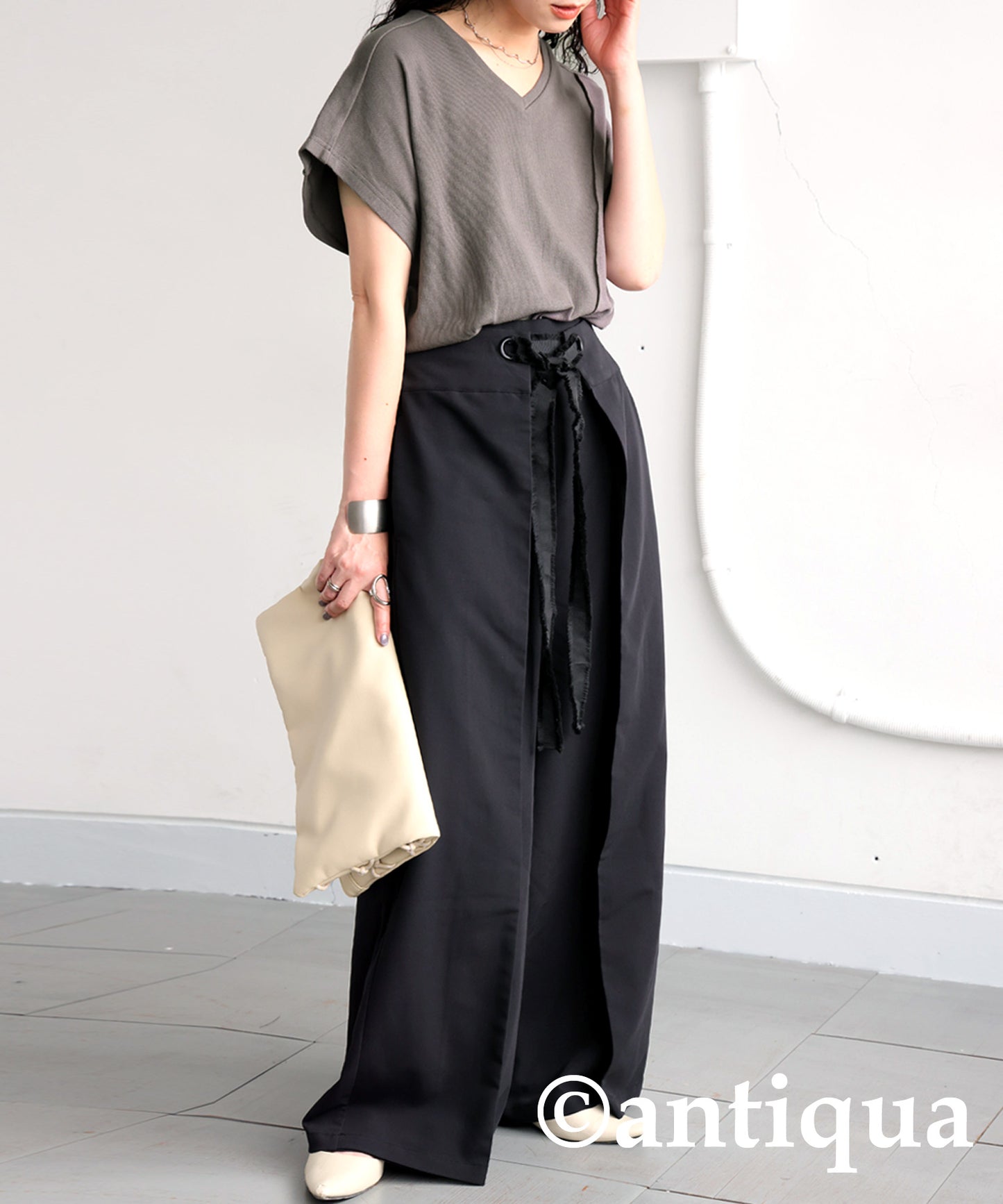 Ladies Layered Wide Pants