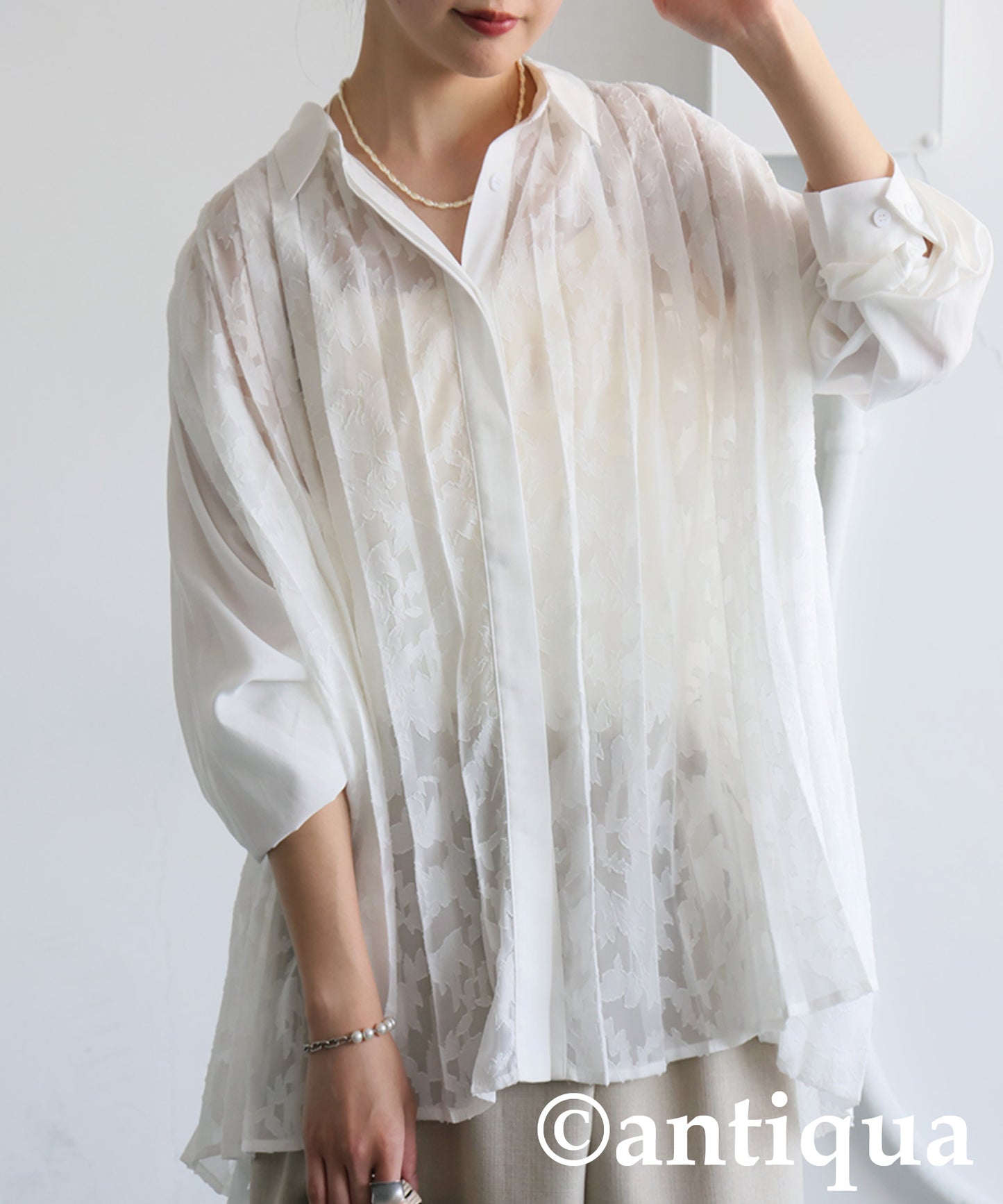 Ladies Lace Pleated Shirt