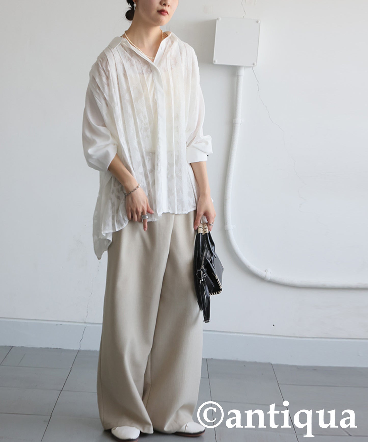 Ladies Lace Pleated Shirt