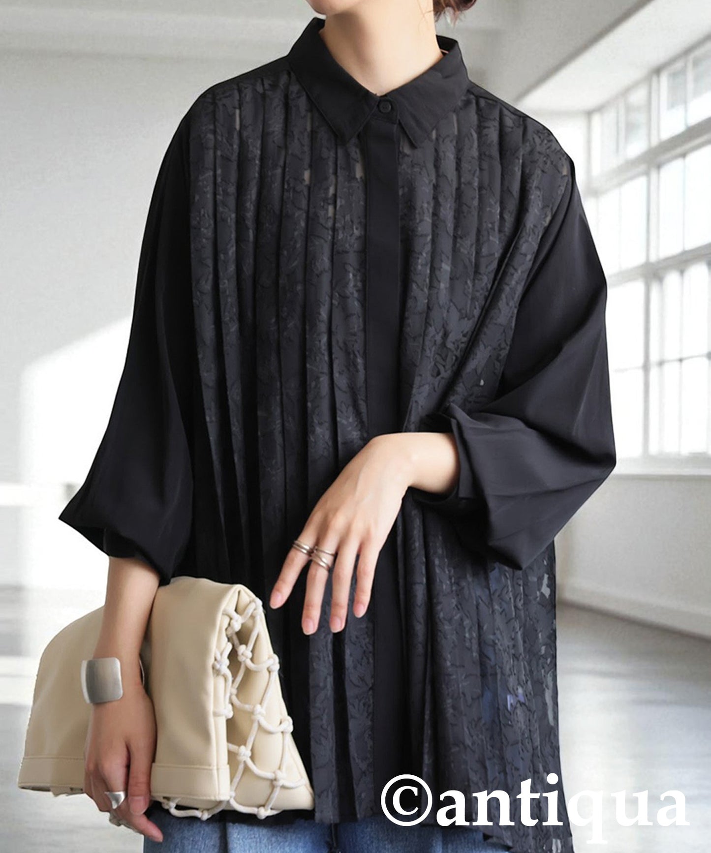 Ladies Lace Pleated Shirt