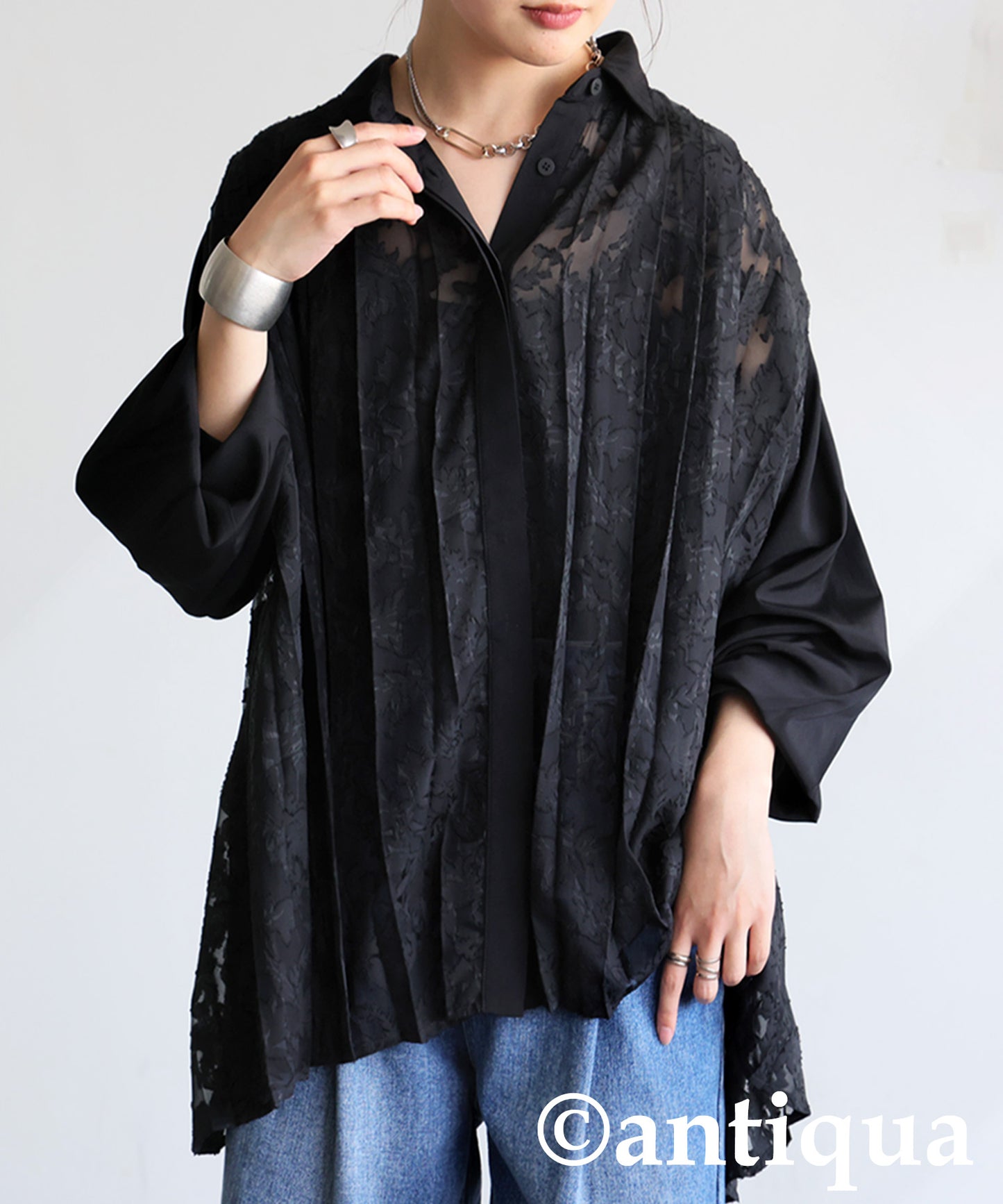 Ladies Lace Pleated Shirt