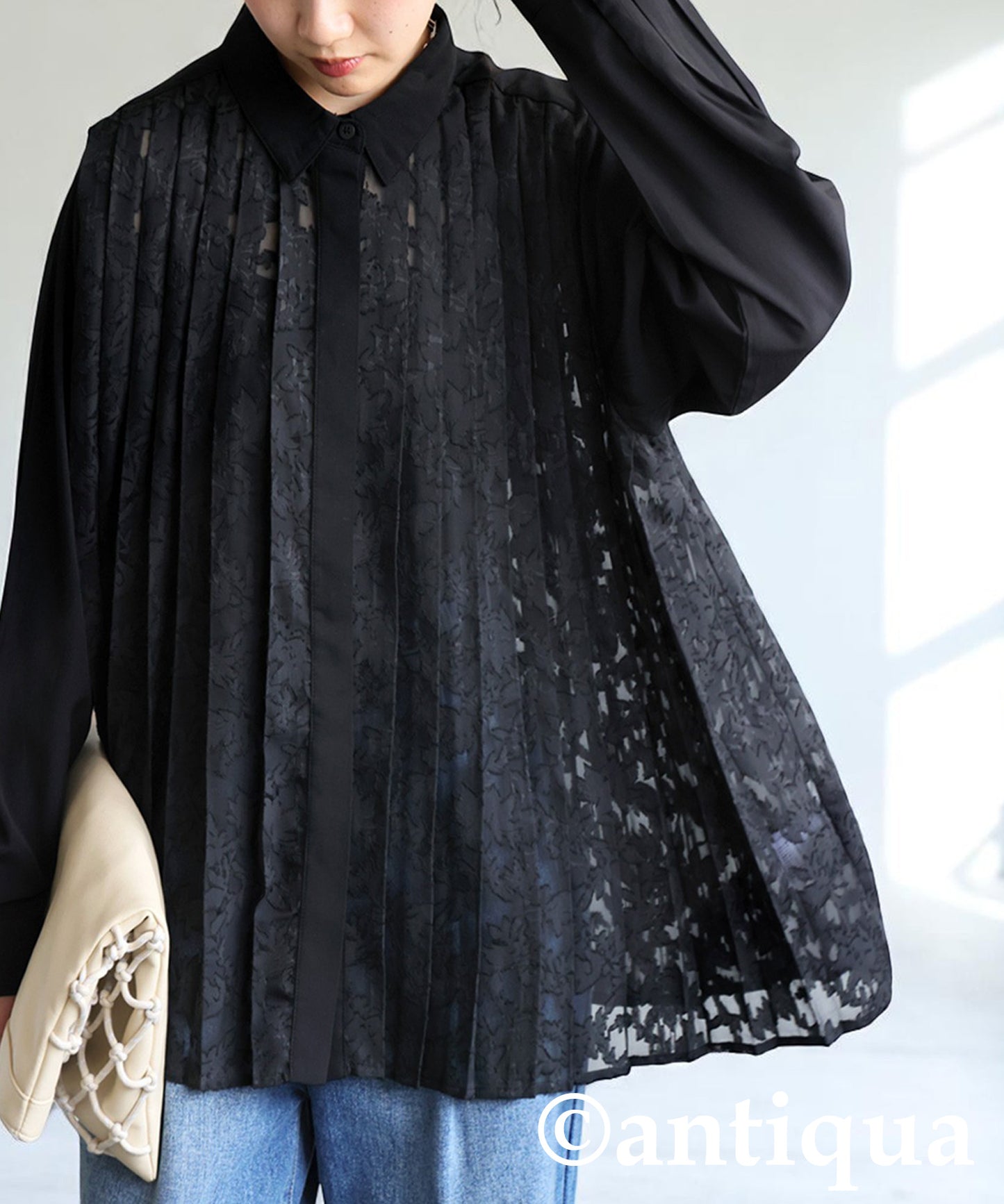 Ladies Lace Pleated Shirt