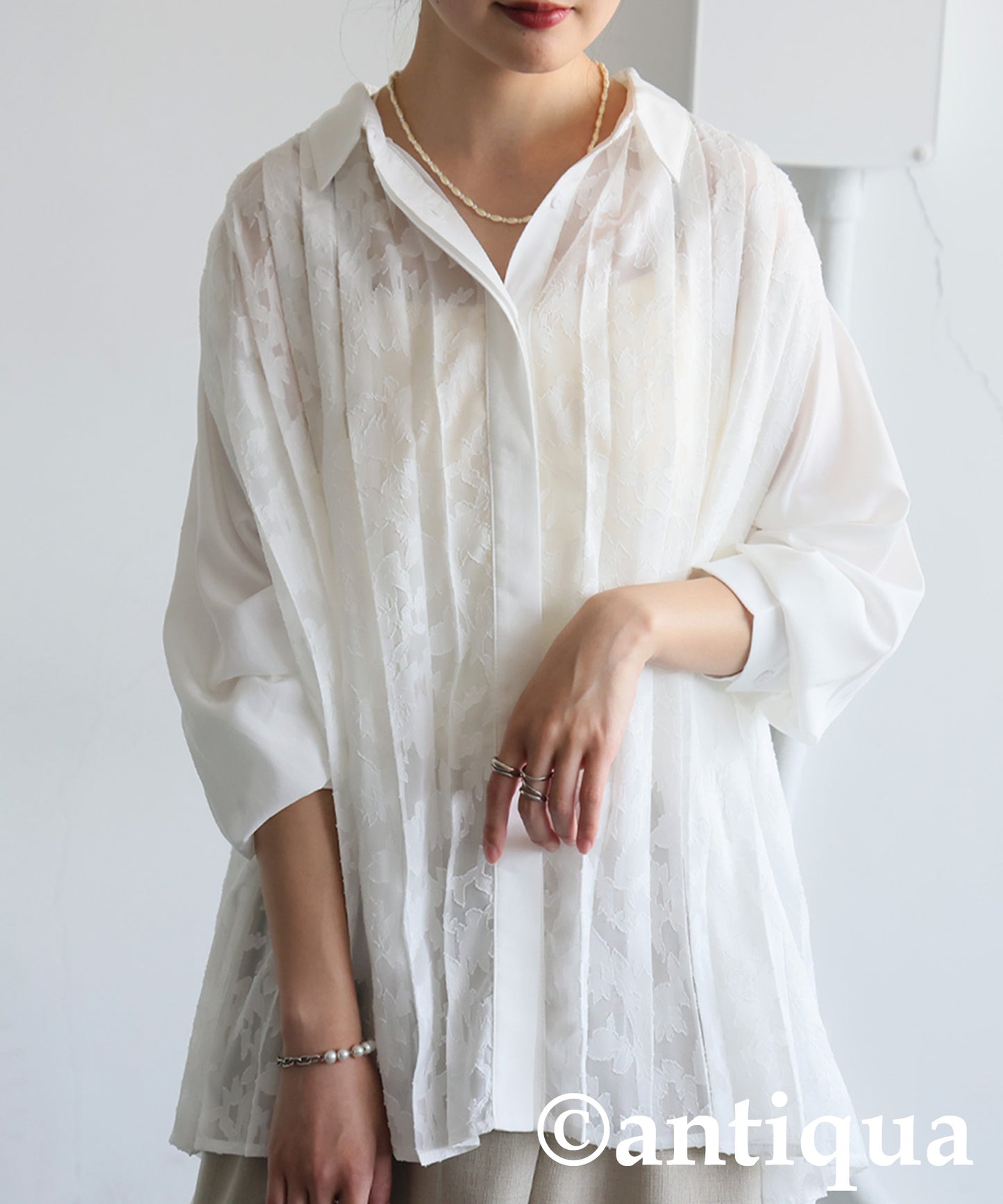 Ladies Lace Pleated Shirt