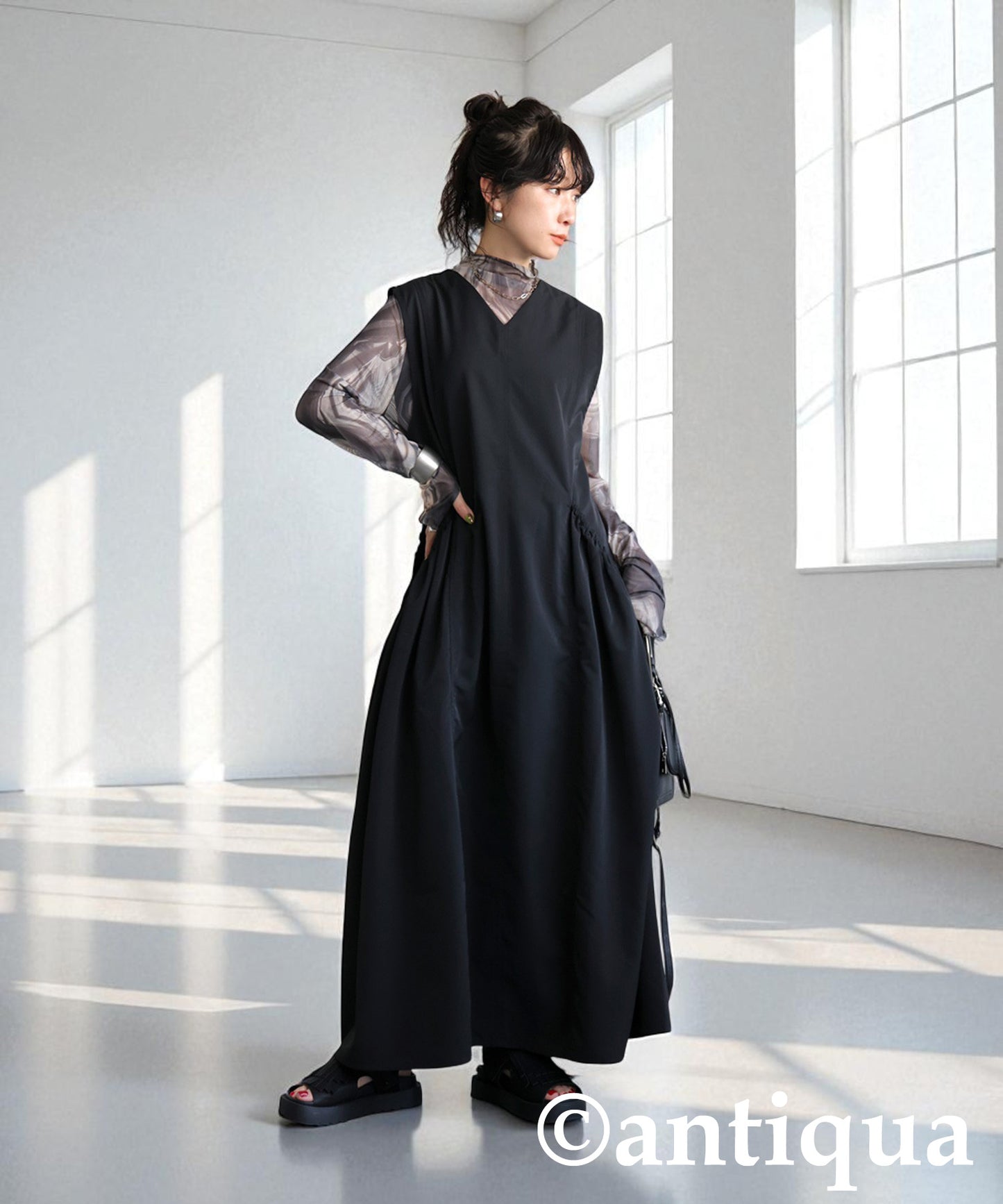 Ladies Gathered Switching Dress