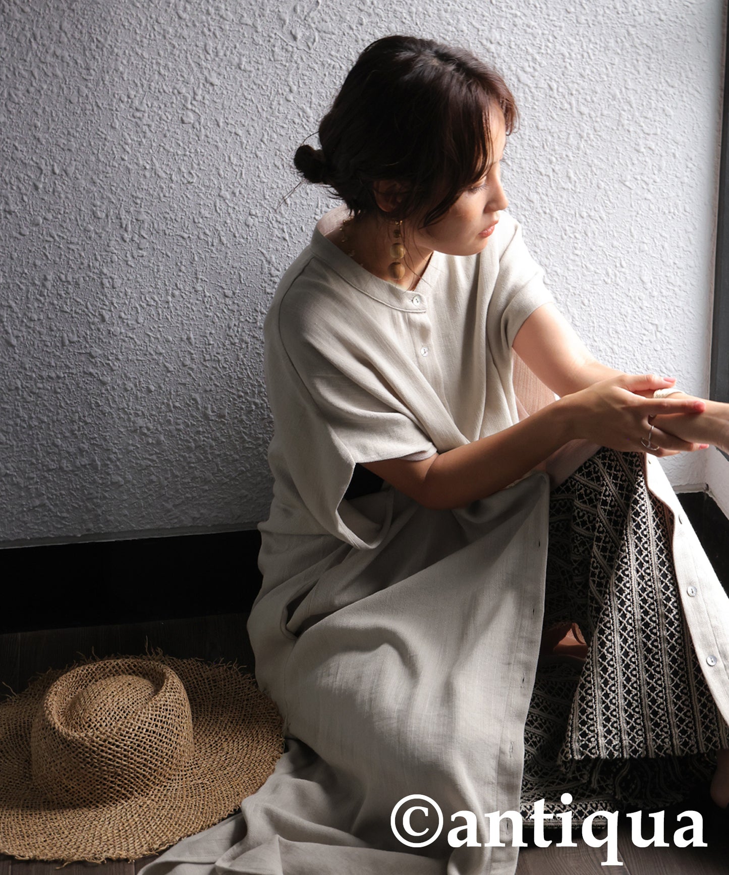 Ladies Linen Touch Shirt Dress