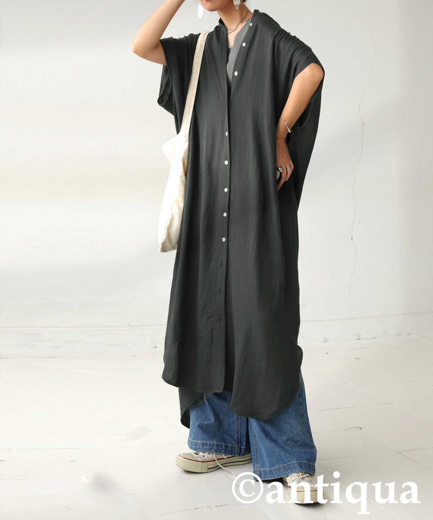 Ladies Linen Touch Shirt Dress