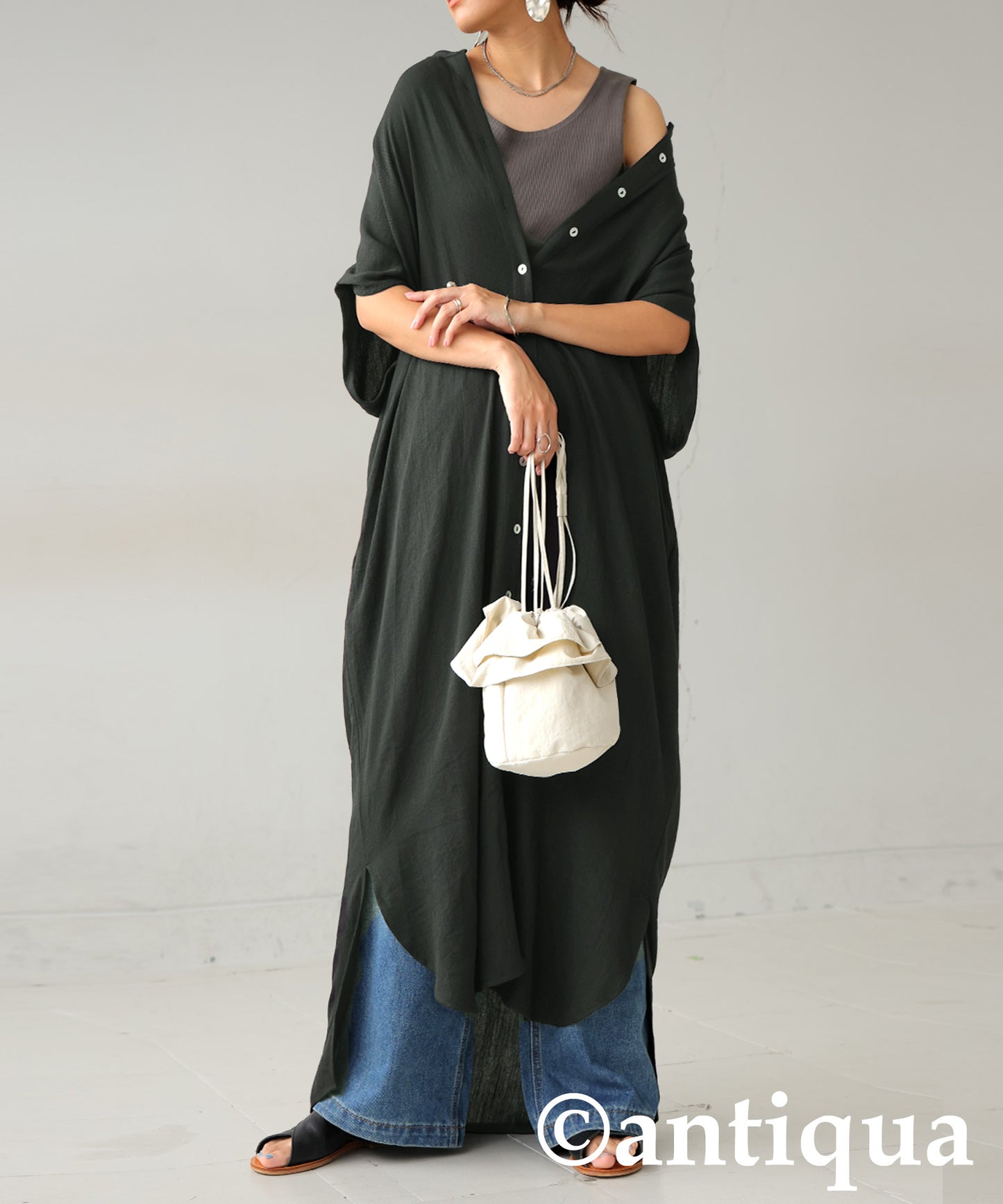 Ladies Linen Touch Shirt Dress