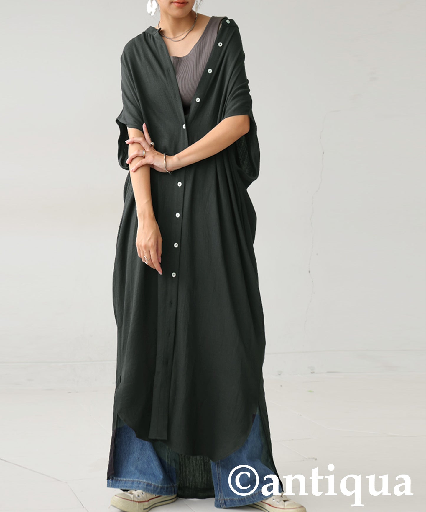 Ladies Linen Touch Shirt Dress