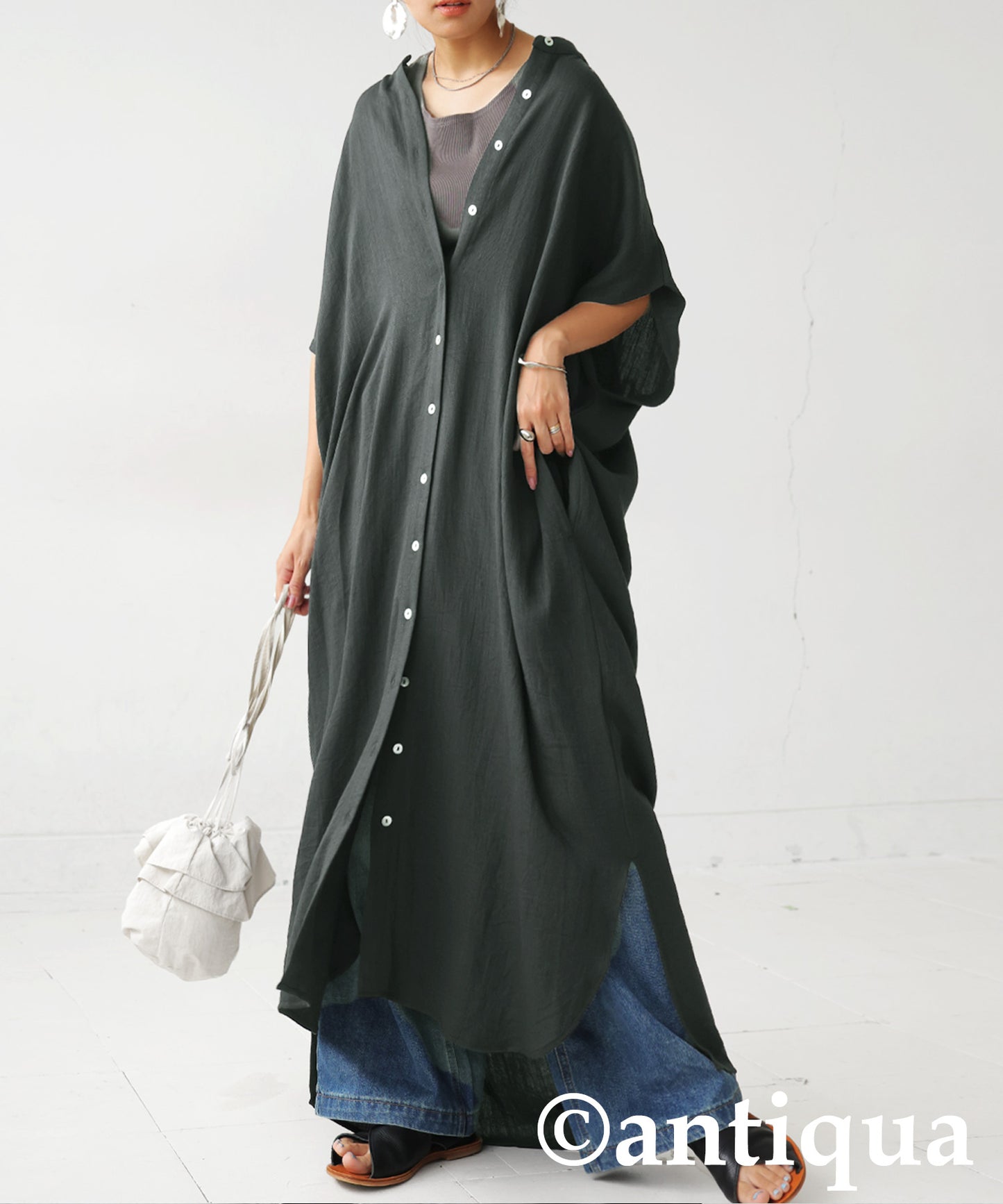 Ladies Linen Touch Shirt Dress