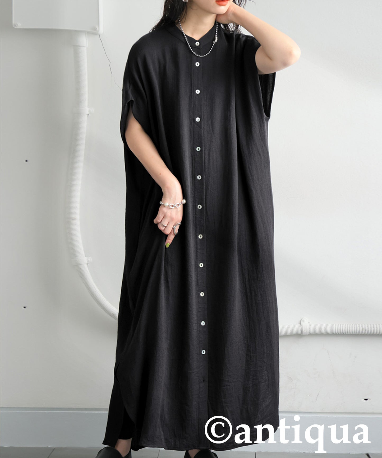 Ladies Linen Touch Shirt Dress