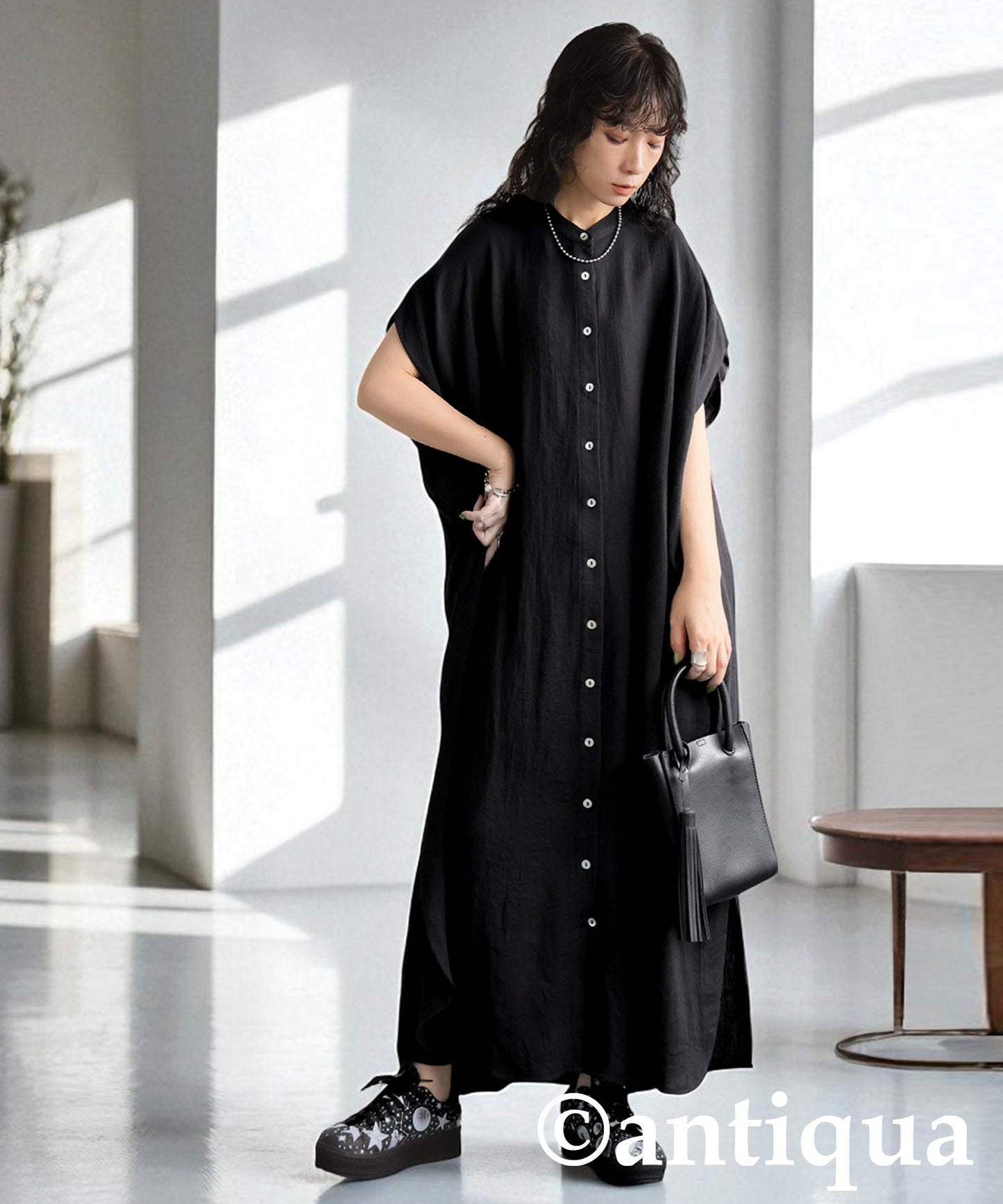 Ladies Linen Touch Shirt Dress