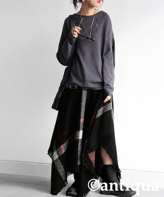 Checkered 2Way Poncho Skirt Ladies