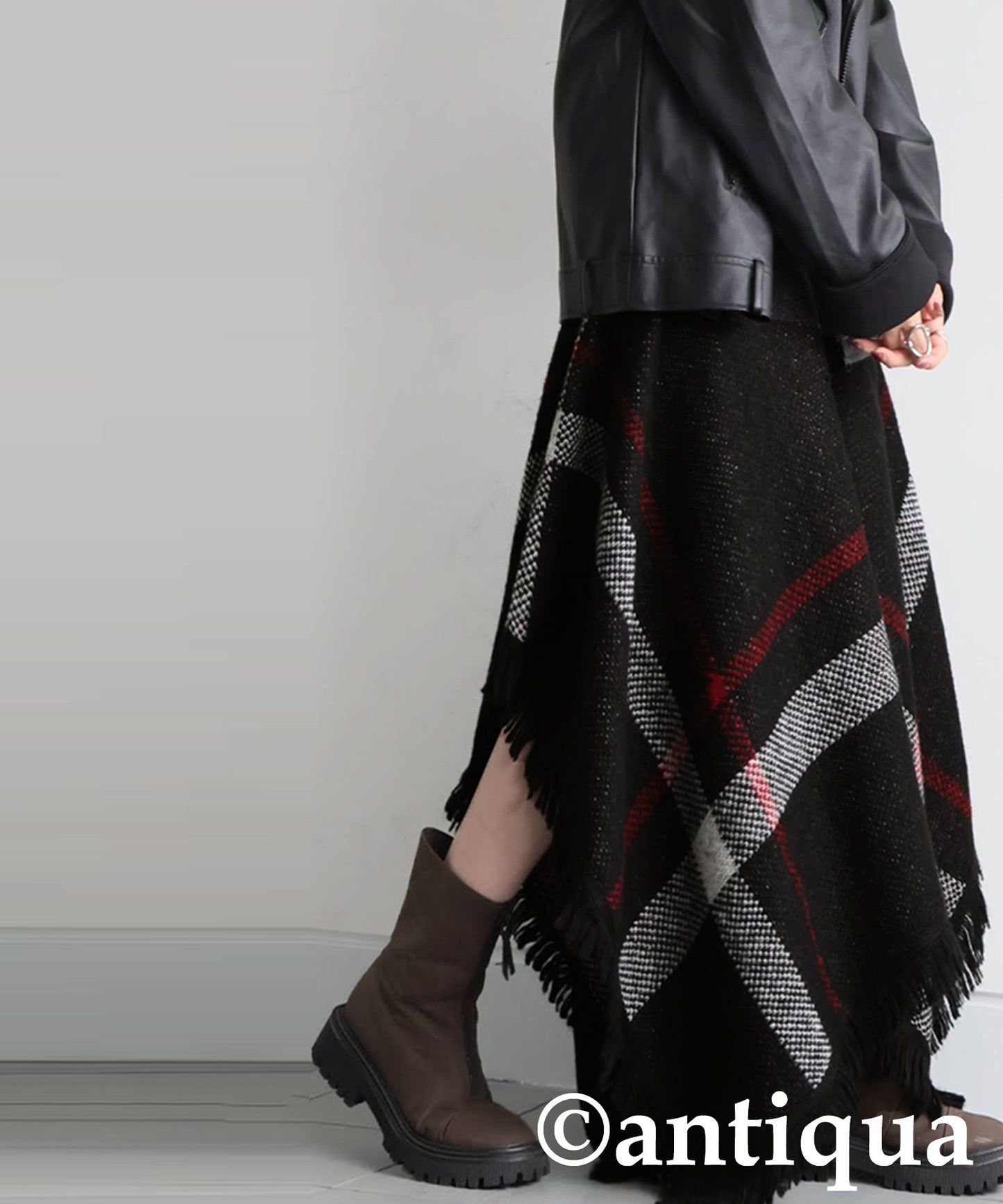 Checkered 2Way Poncho Skirt Ladies