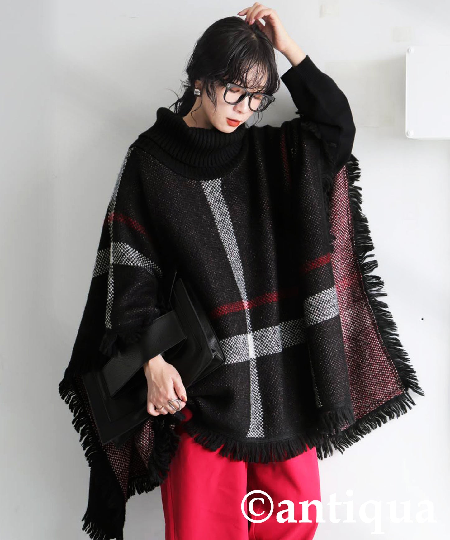 Checkered 2Way Poncho Skirt Ladies