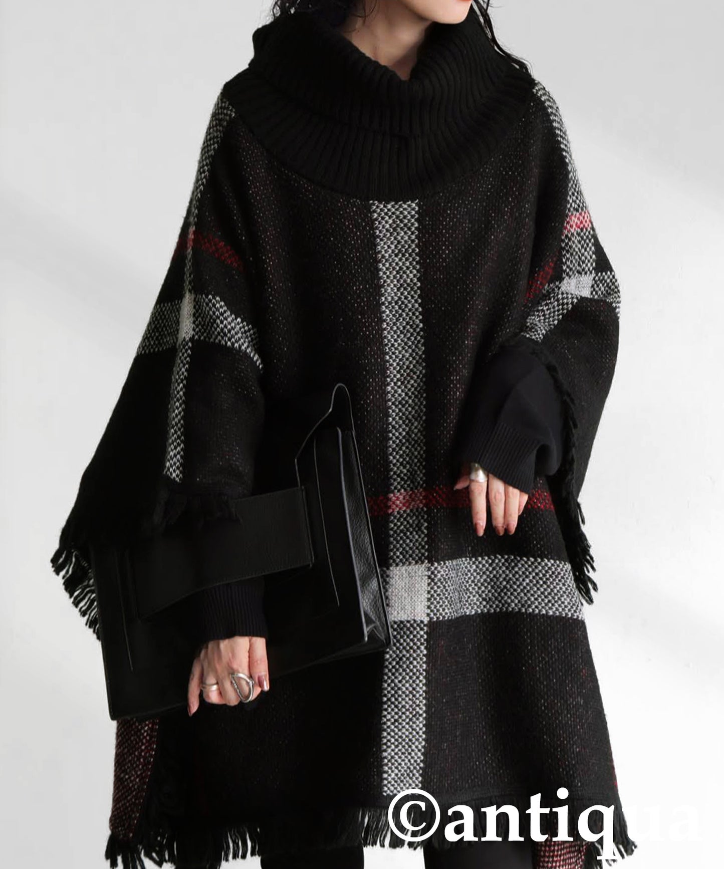 Checkered 2Way Poncho Skirt Ladies