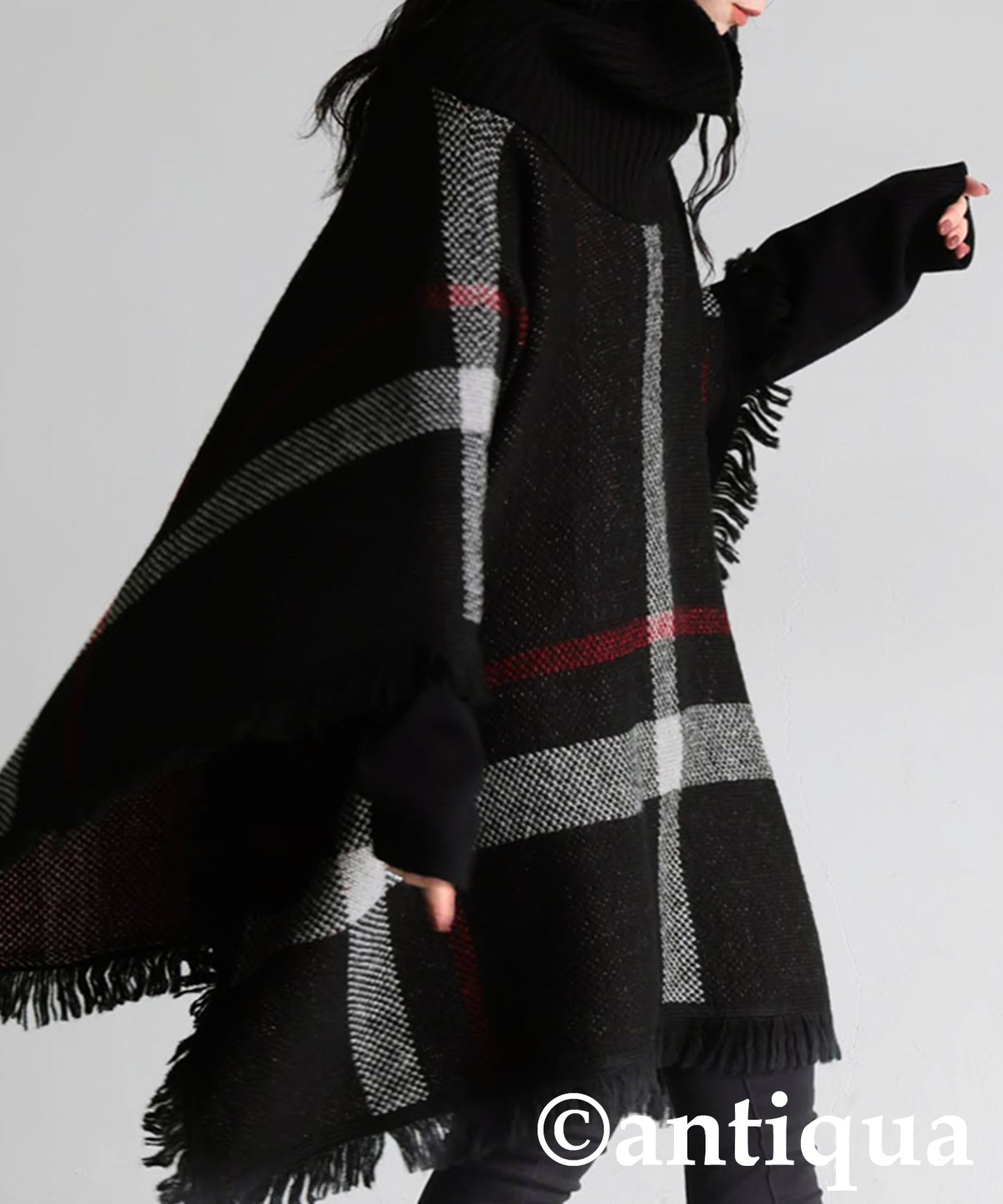 Checkered 2Way Poncho Skirt Ladies